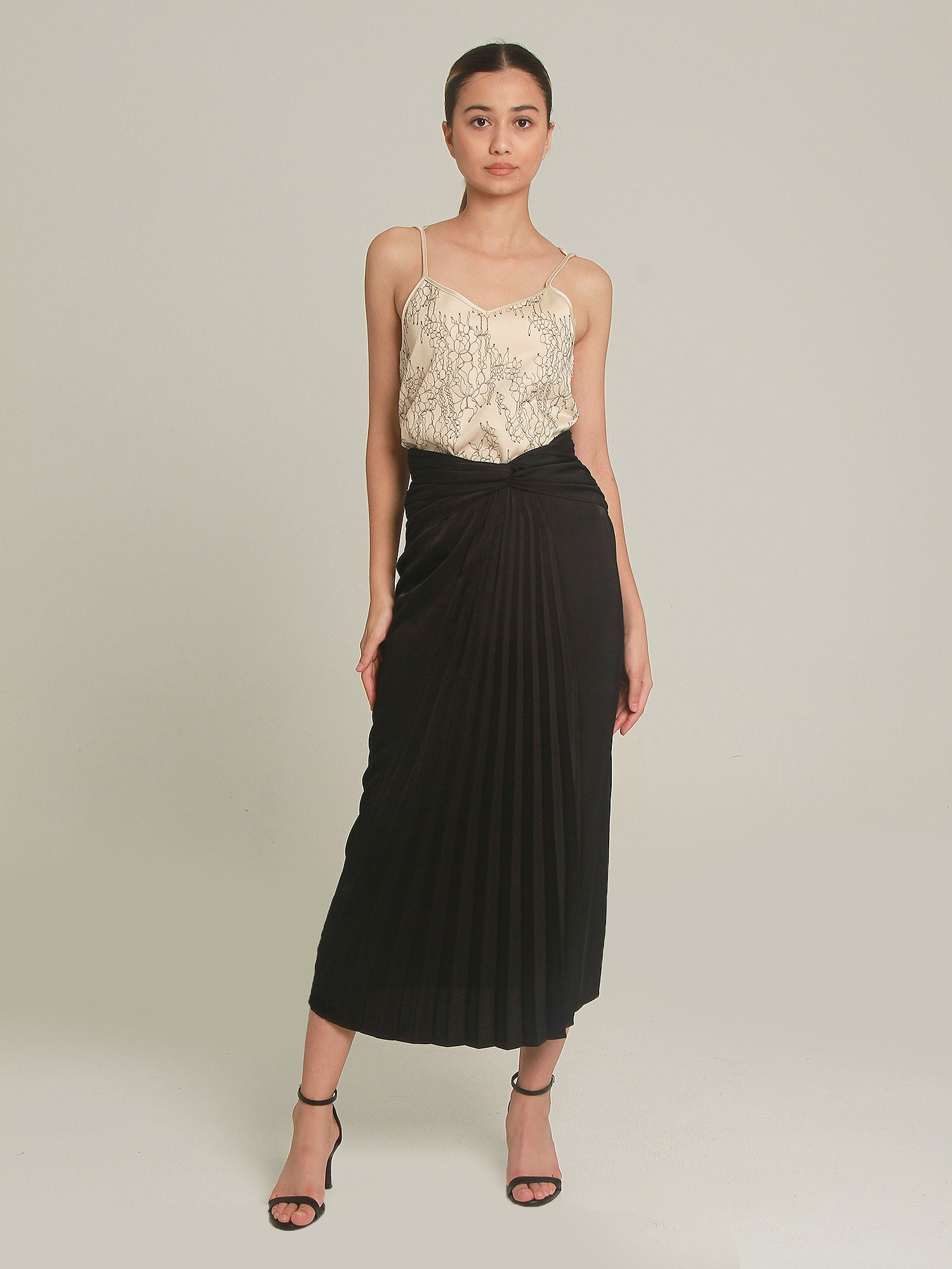 Yevette Drape Twist Midi Skirt