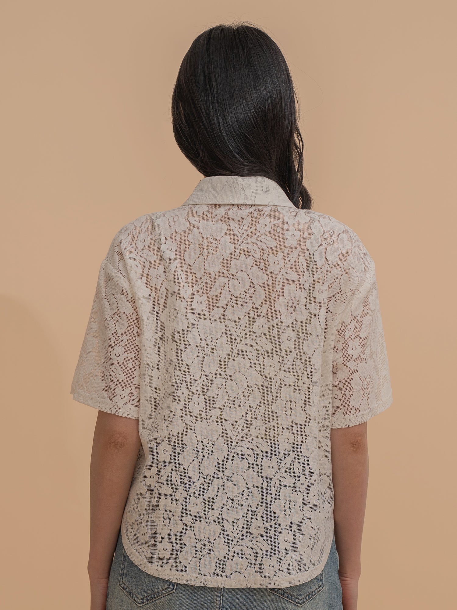 Lace Button-Up Blouse