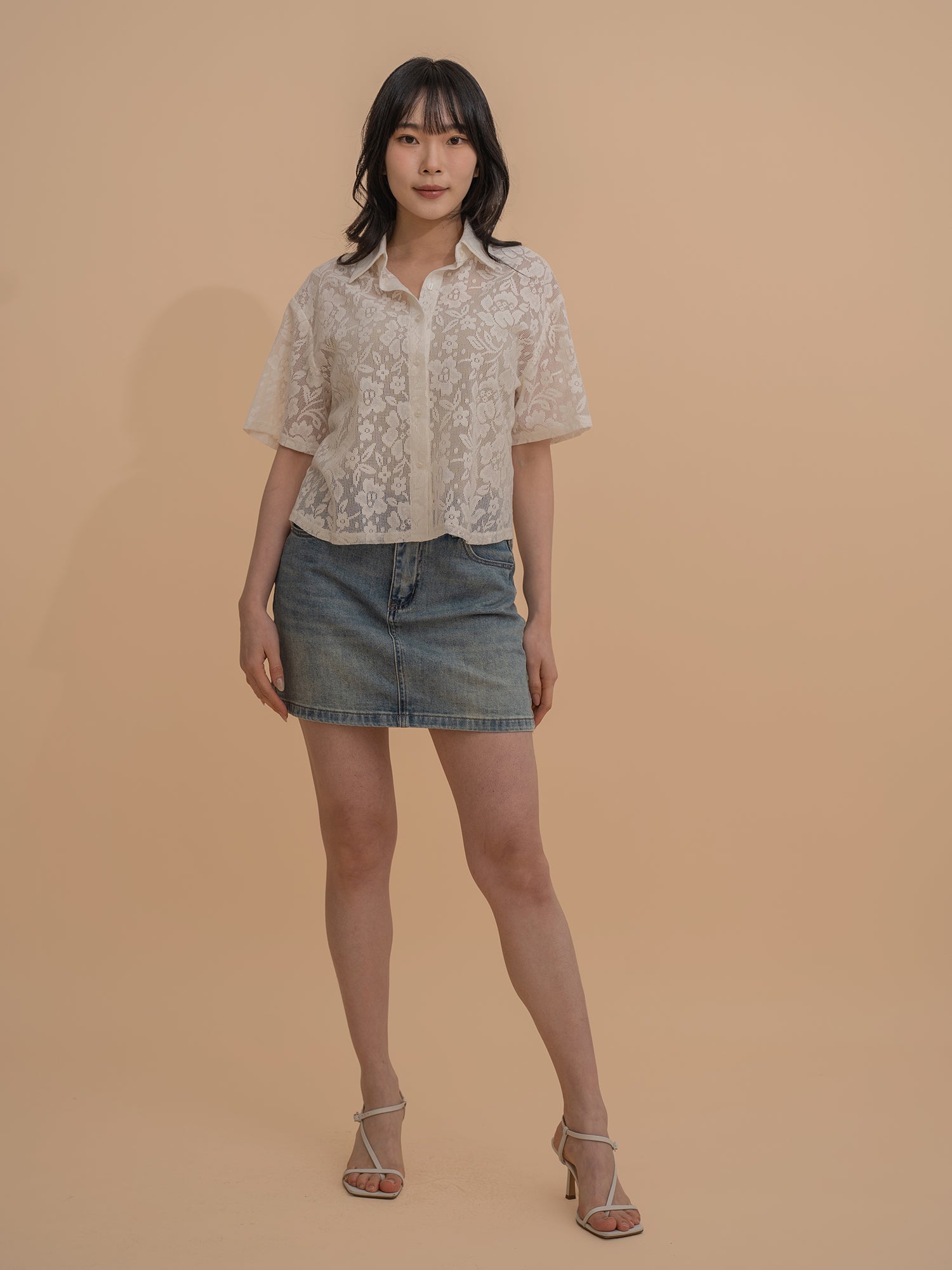 Lace Button-Up Blouse