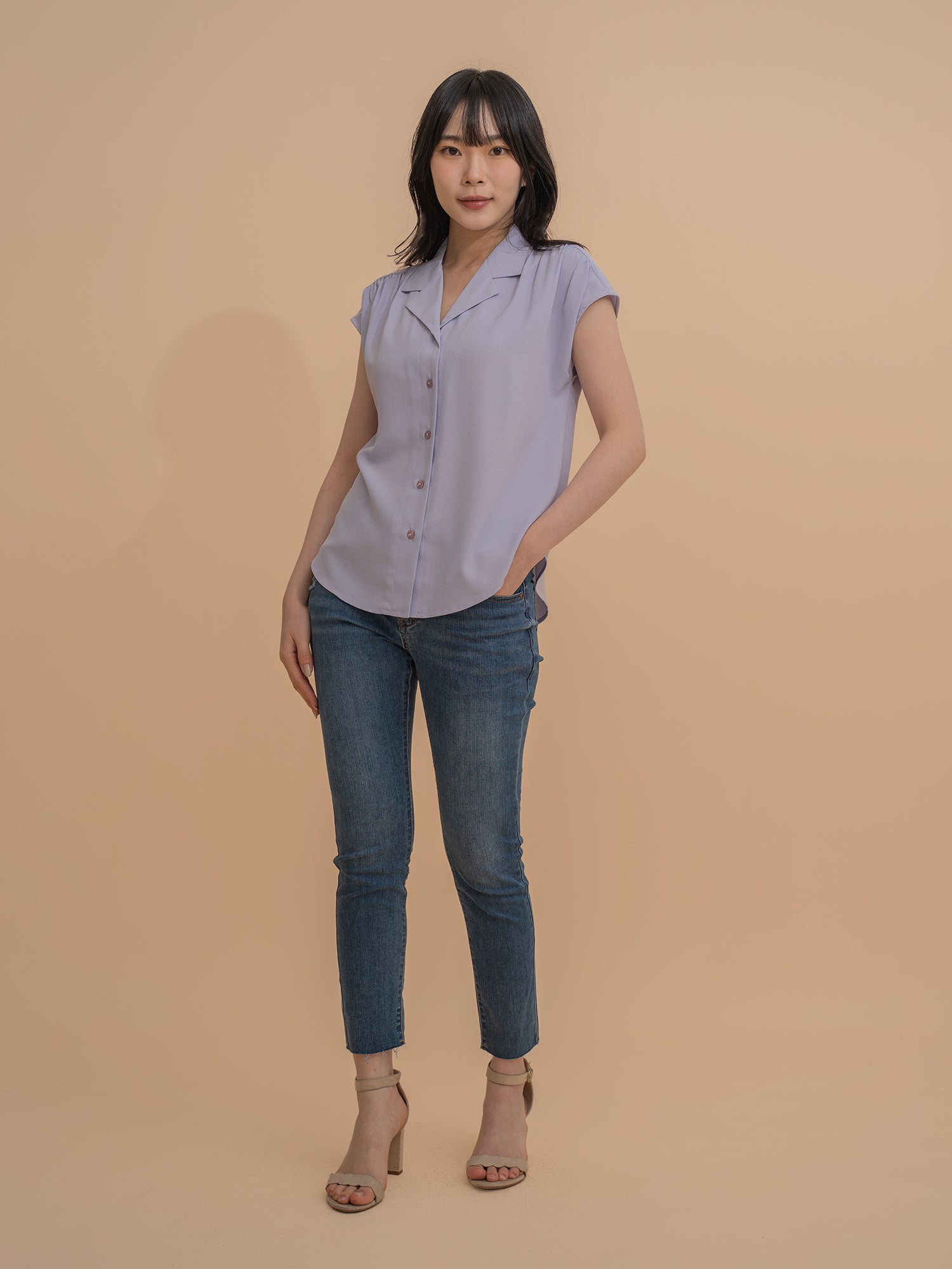 Lapel Collar Drop Shoulder Shirt