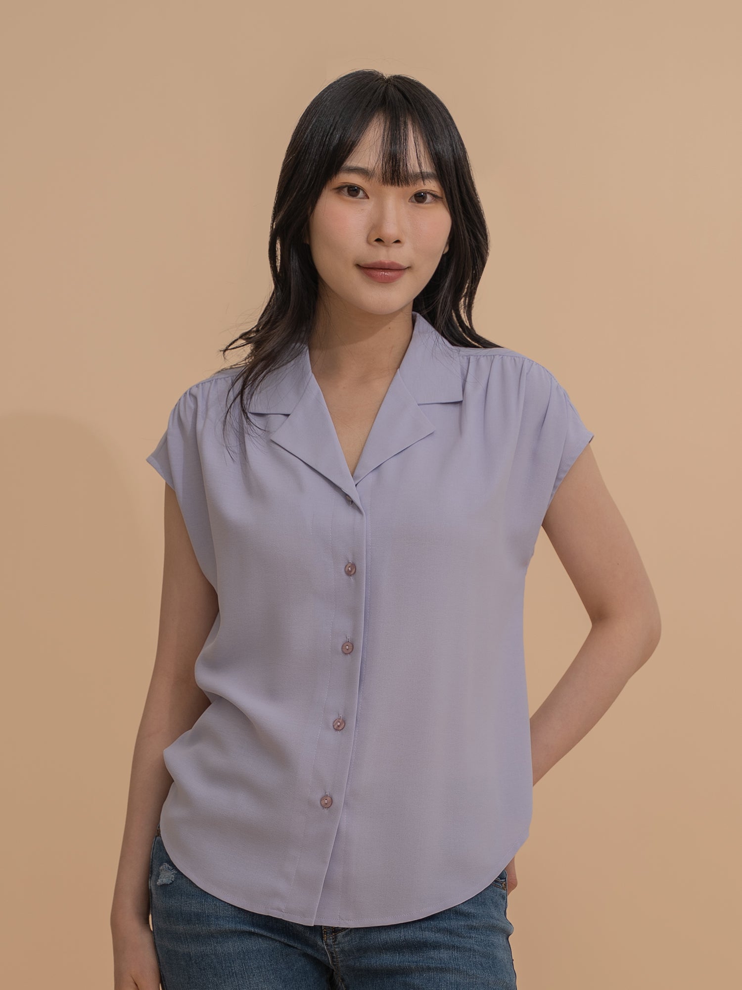 Lapel Collar Drop Shoulder Shirt