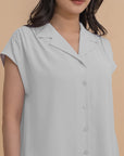 Lapel Collar Drop Shoulder Shirt