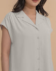 Lapel Collar Drop Shoulder Shirt