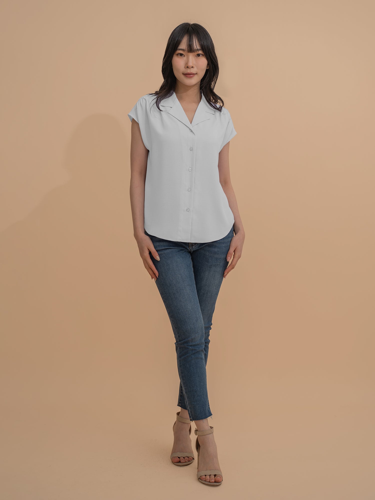 Lapel Collar Drop Shoulder Shirt