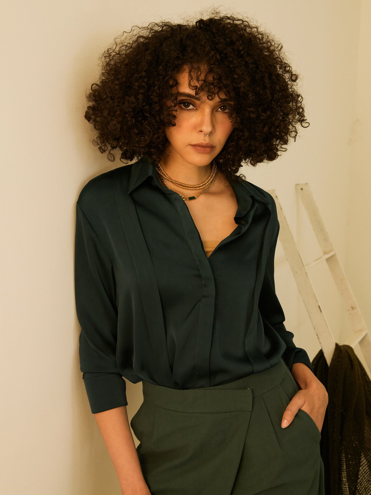 Tara Long Sleeve Dual Pleat Shirt