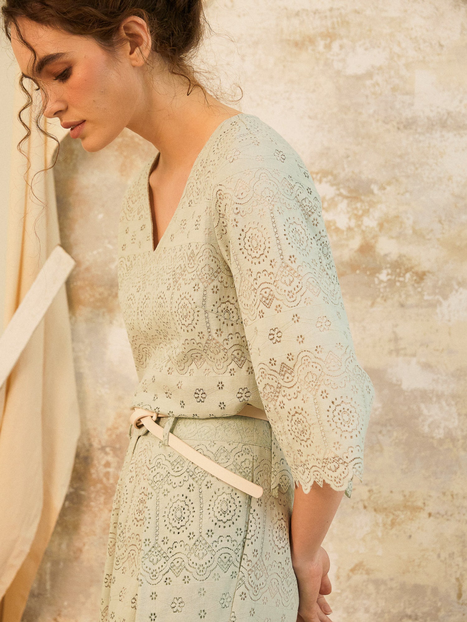 Deena Lace Scalloped Top