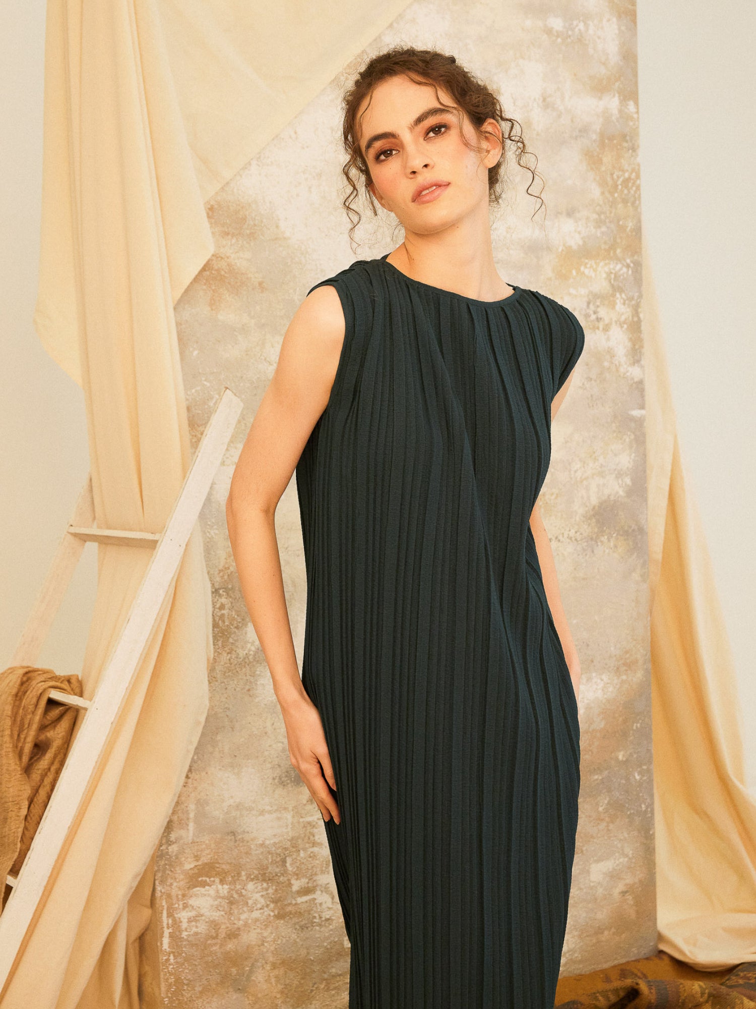 Gaia Pleated Maxi Dress