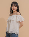 Off-Shoulder Eyelet Blouse