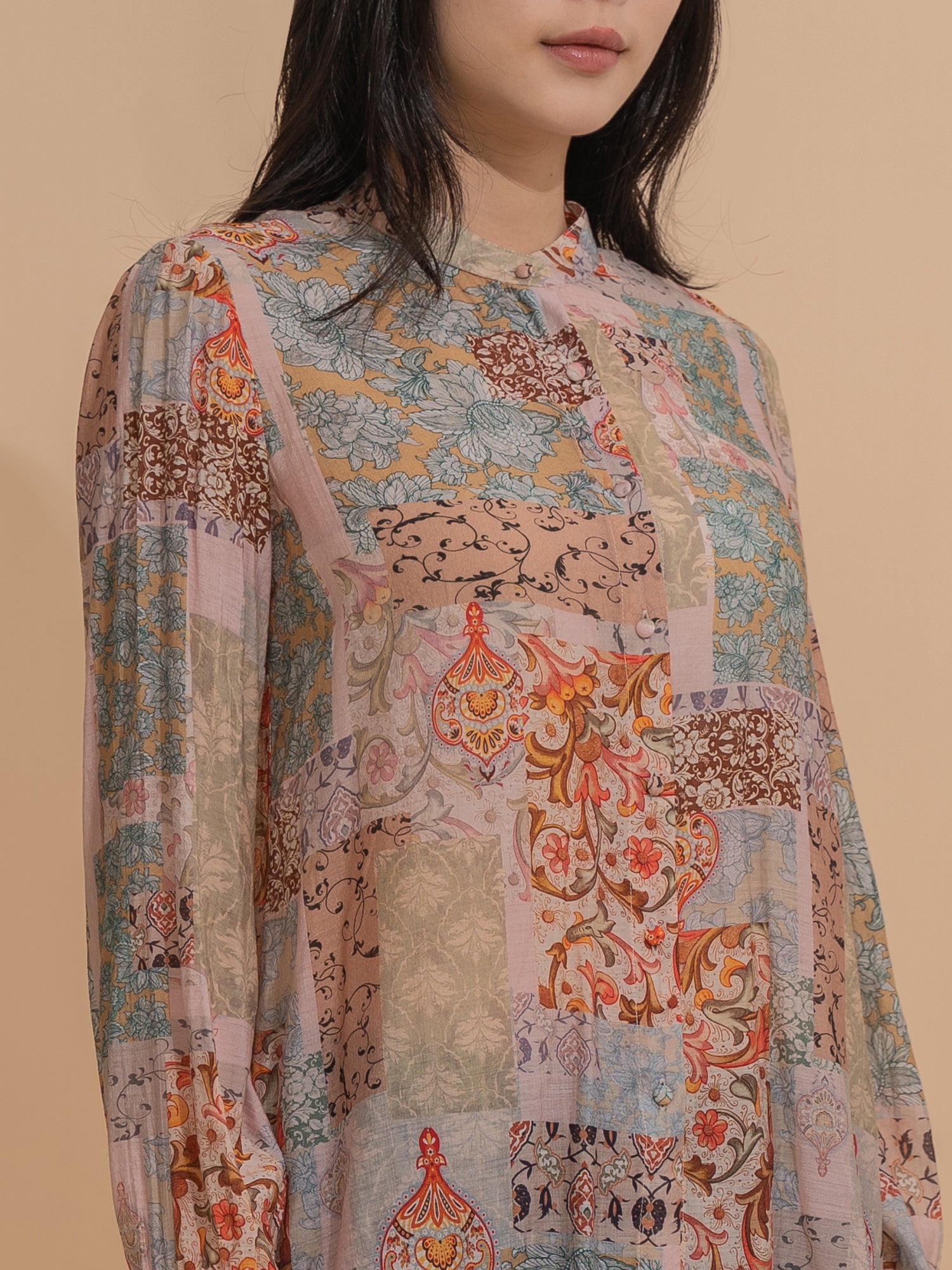 Patchwork Print Blouse