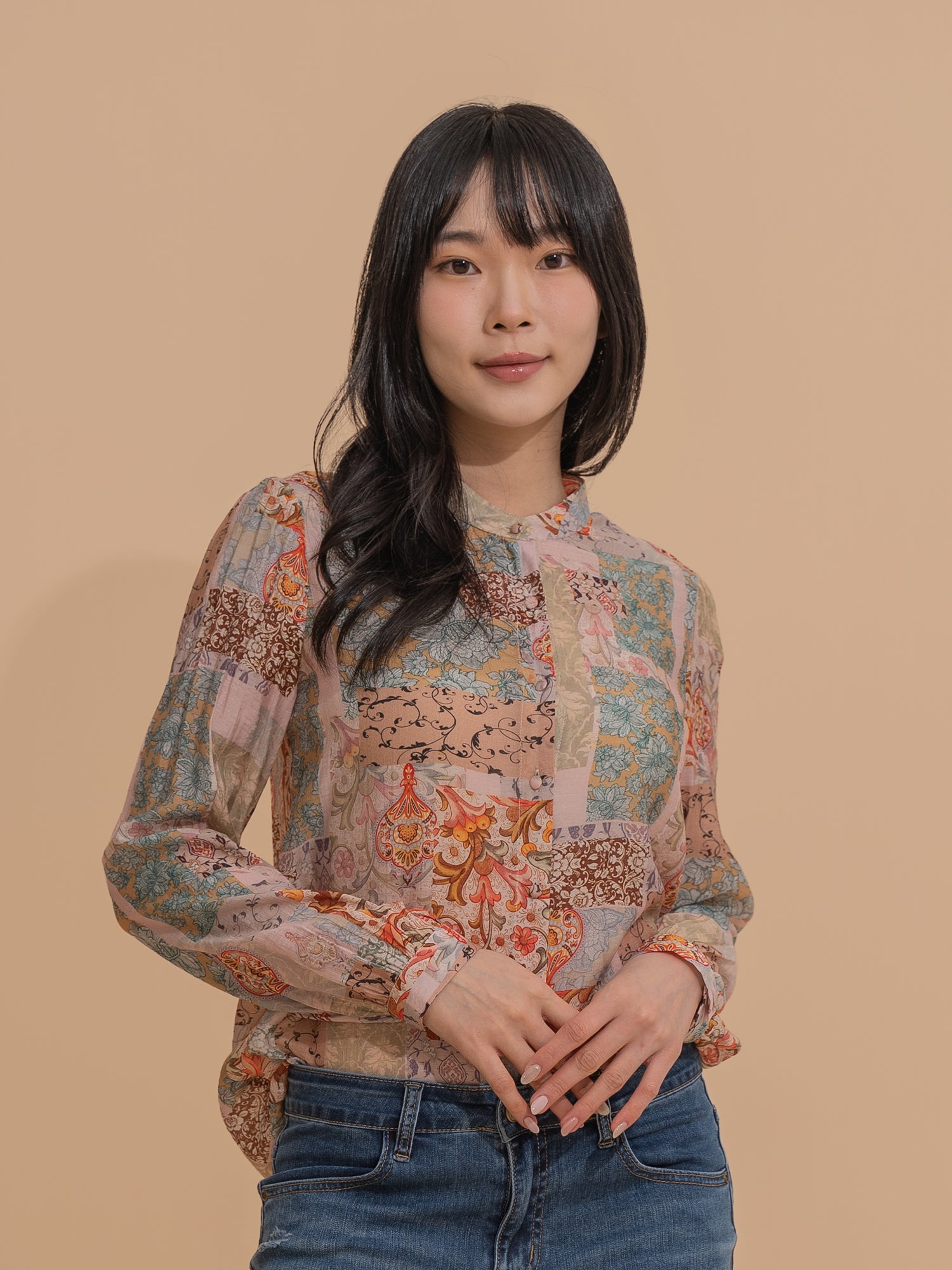 Patchwork Print Blouse