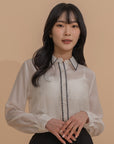 Piping Embroidery Collar Shirt
