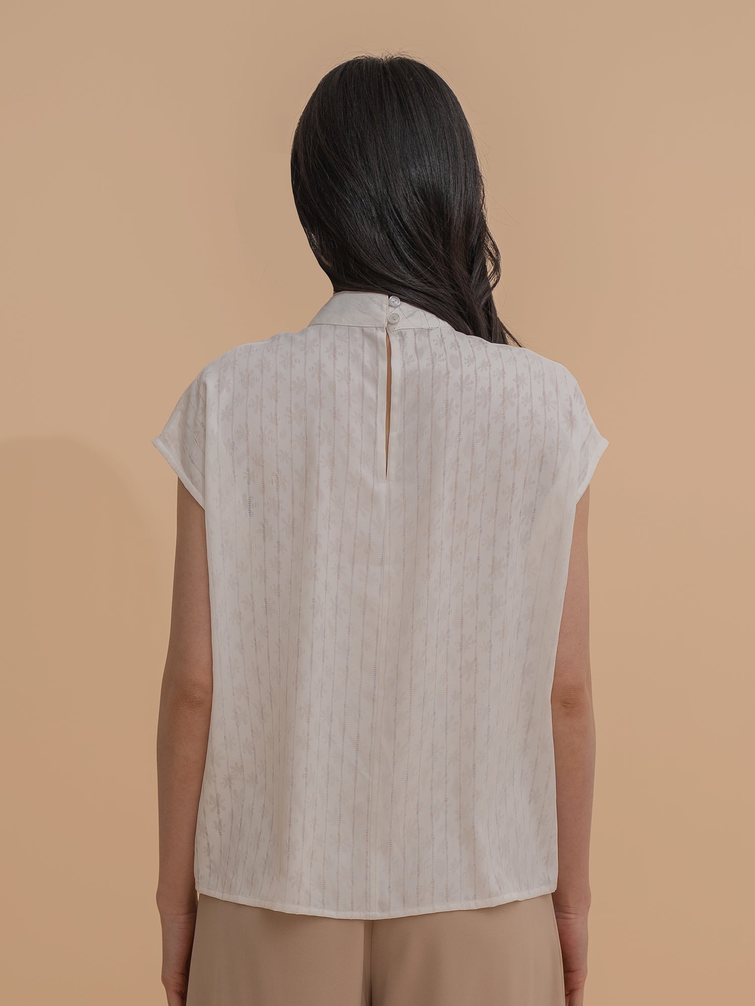 Pleated Mock Neck Blouse