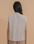 Pleated Mock Neck Blouse