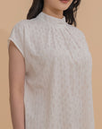 Pleated Mock Neck Blouse