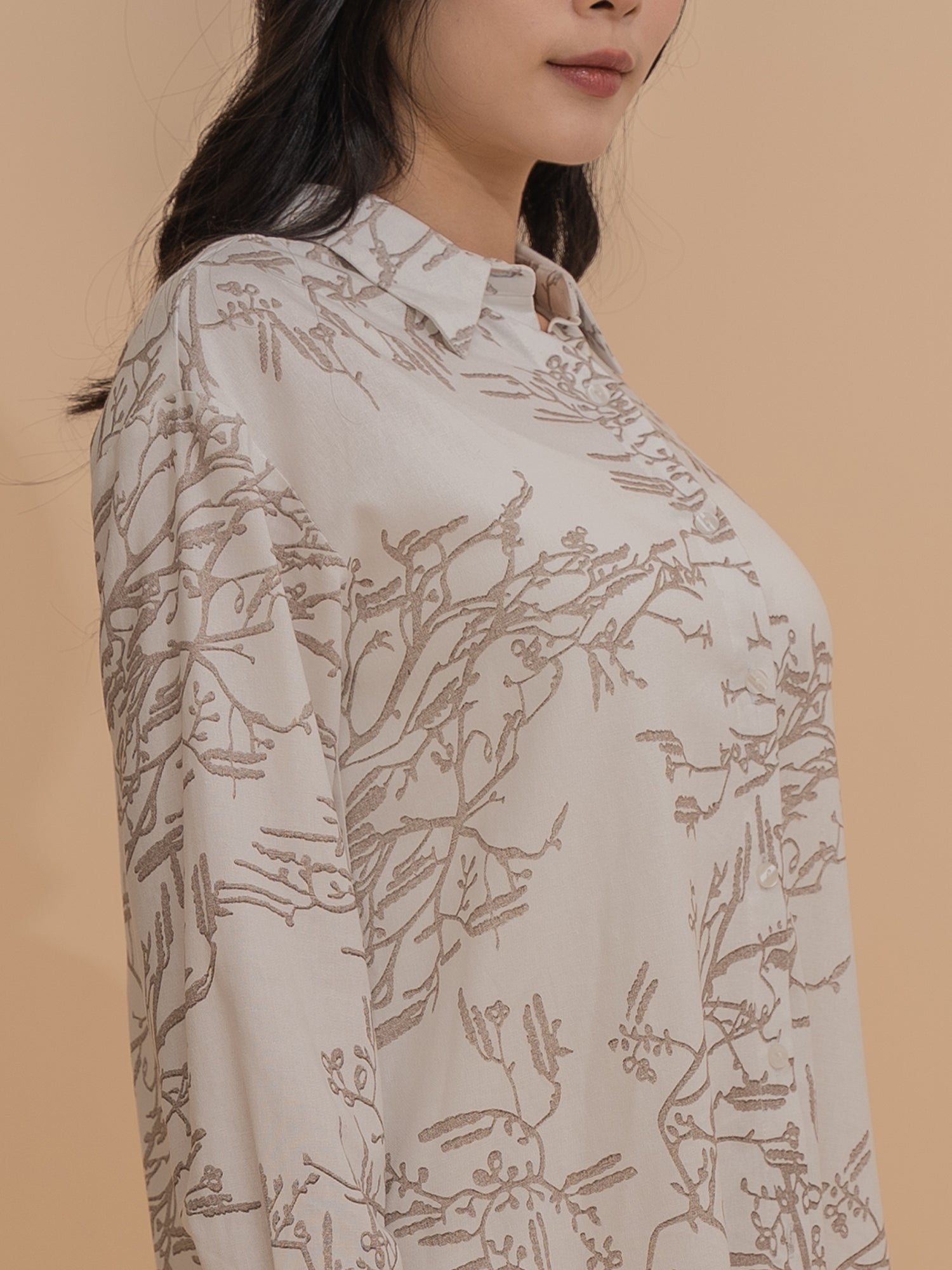 Printed Linen Oversized Shirt