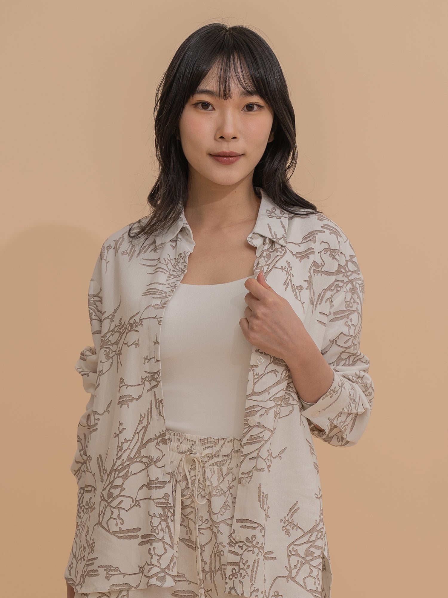 Printed Linen Oversized Shirt