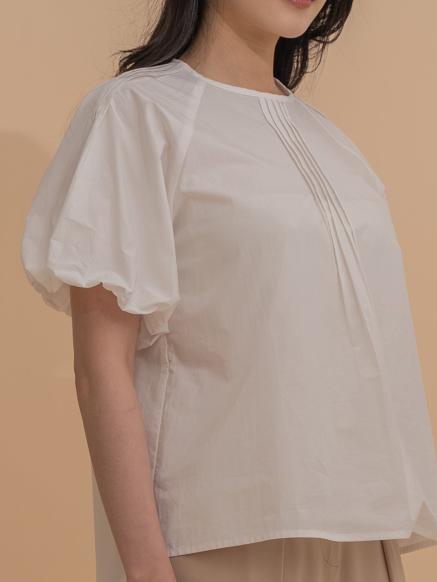 Puff Sleeve Pintuck Top