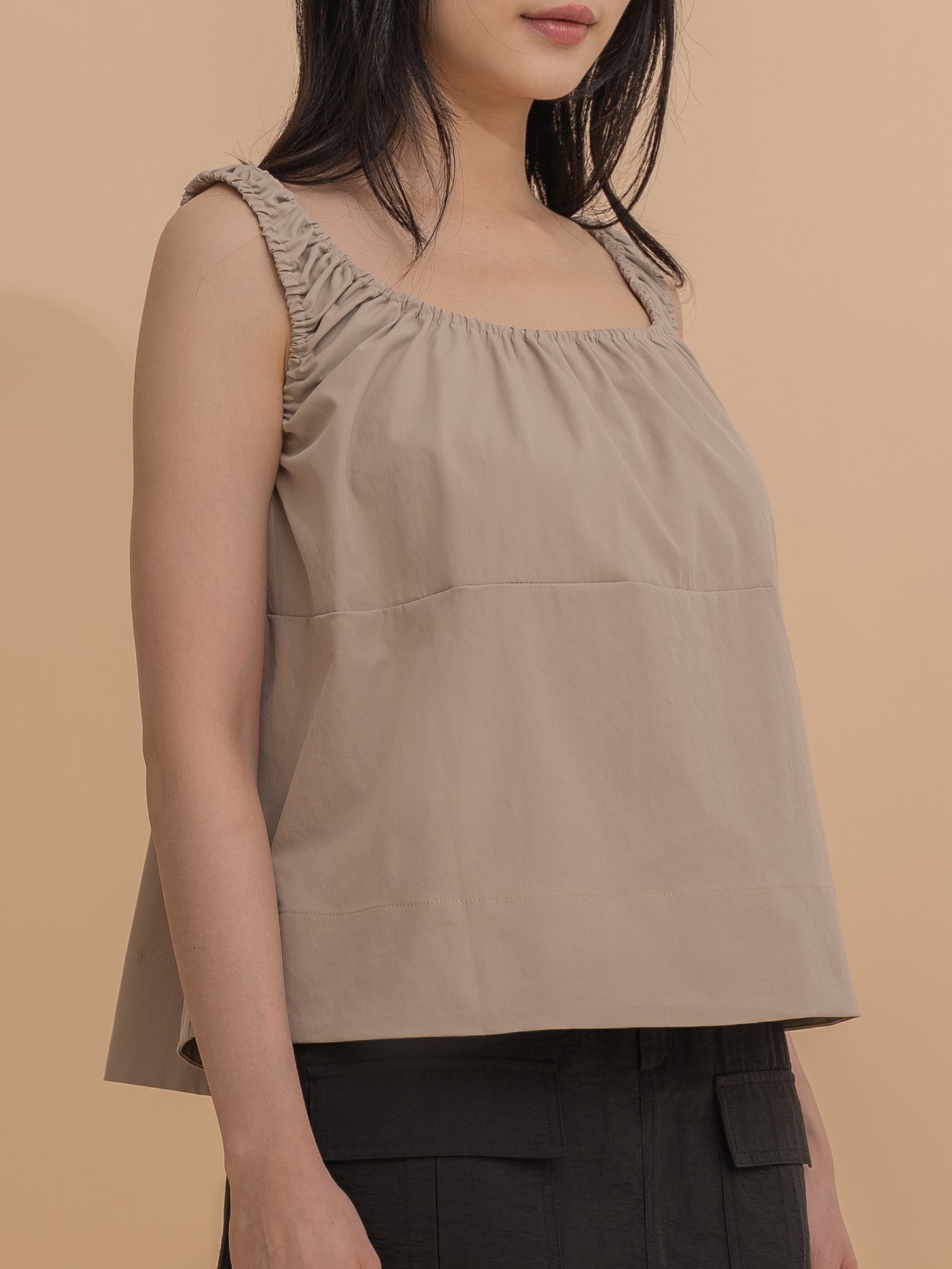 Ruched Strap Sleeveless Top