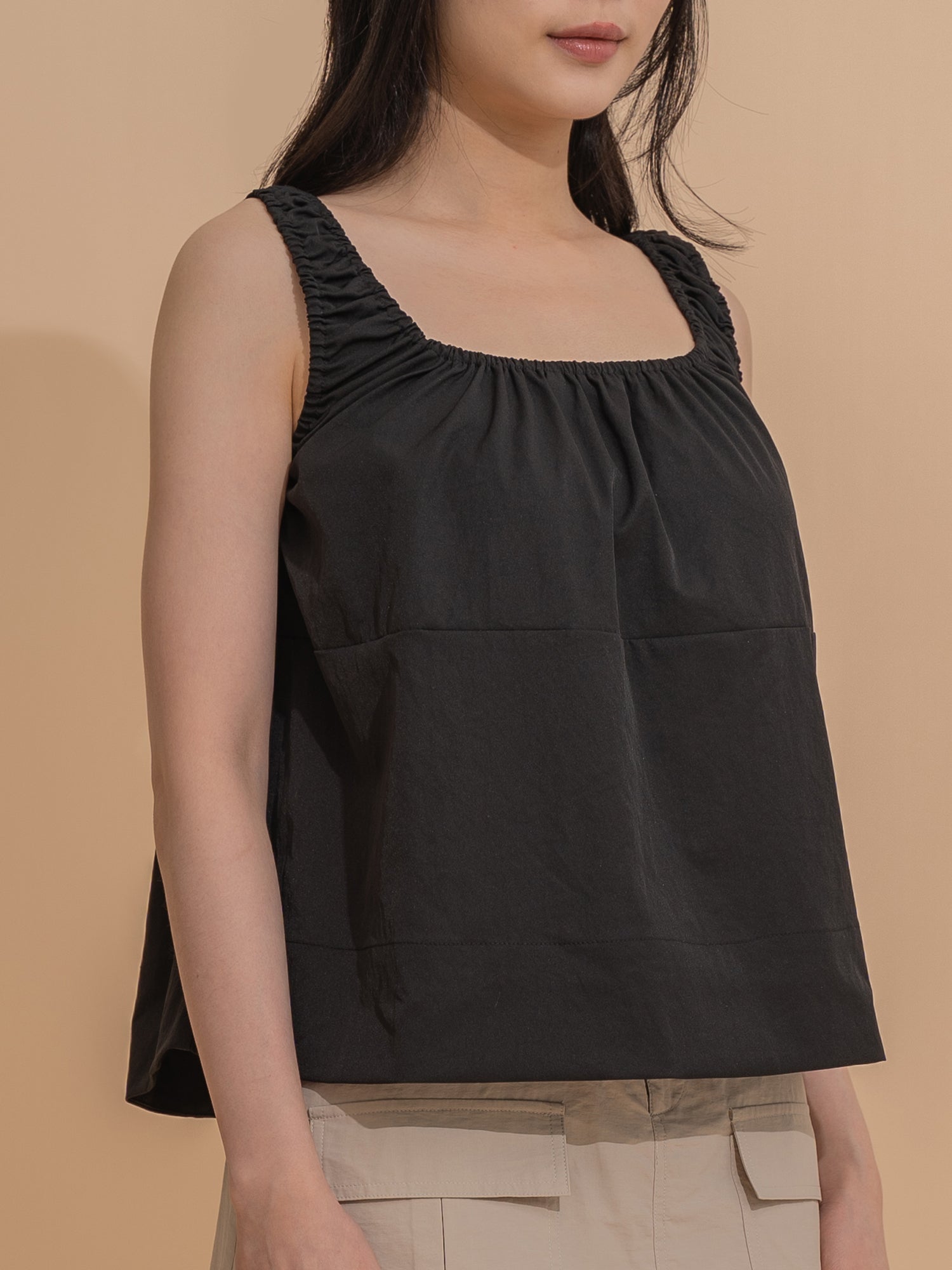 Ruched Strap Sleeveless Top