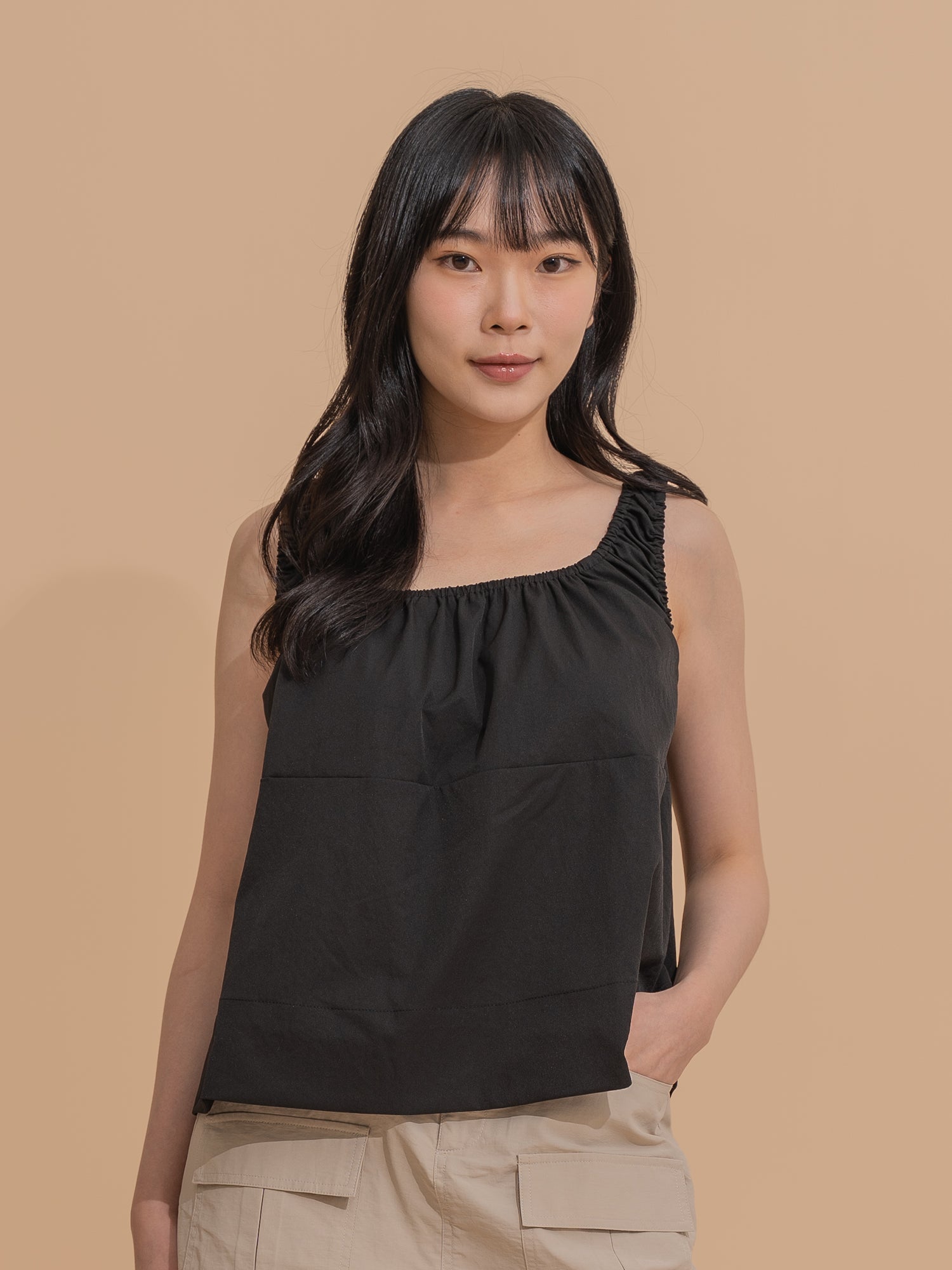 Ruched Strap Sleeveless Top