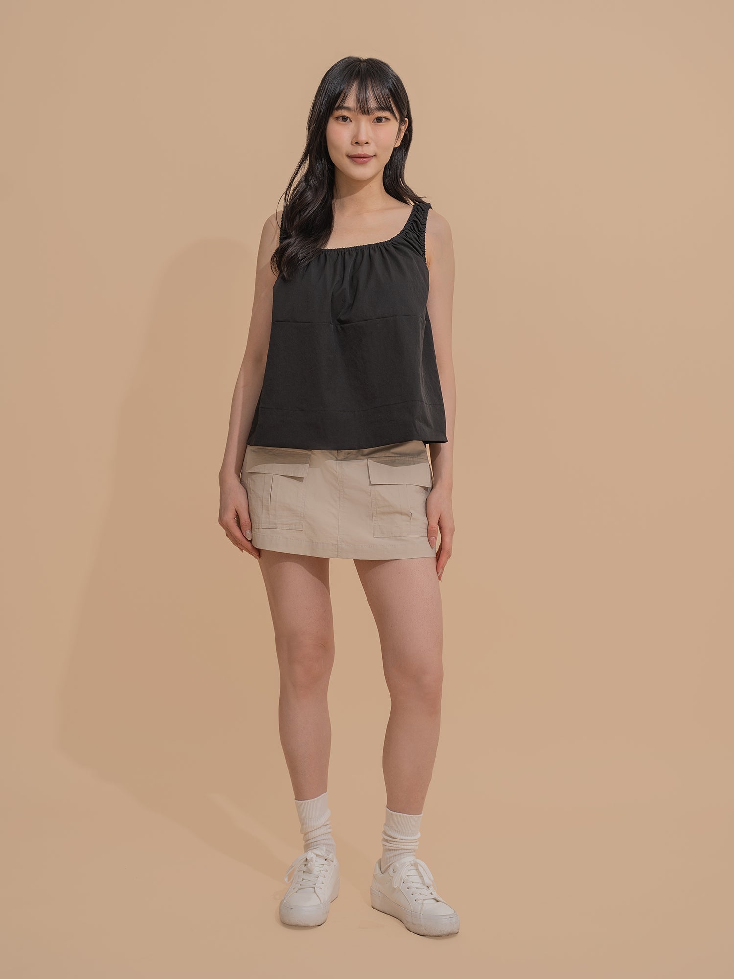 Ruched Strap Sleeveless Top