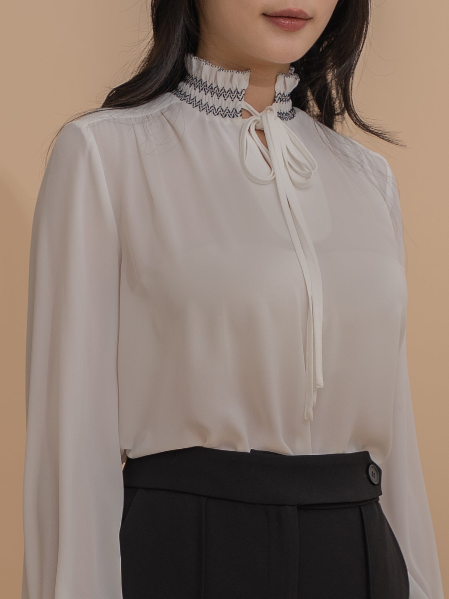 Ruffled Collar Chiffon Blouse