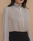 Ruffled Collar Chiffon Blouse