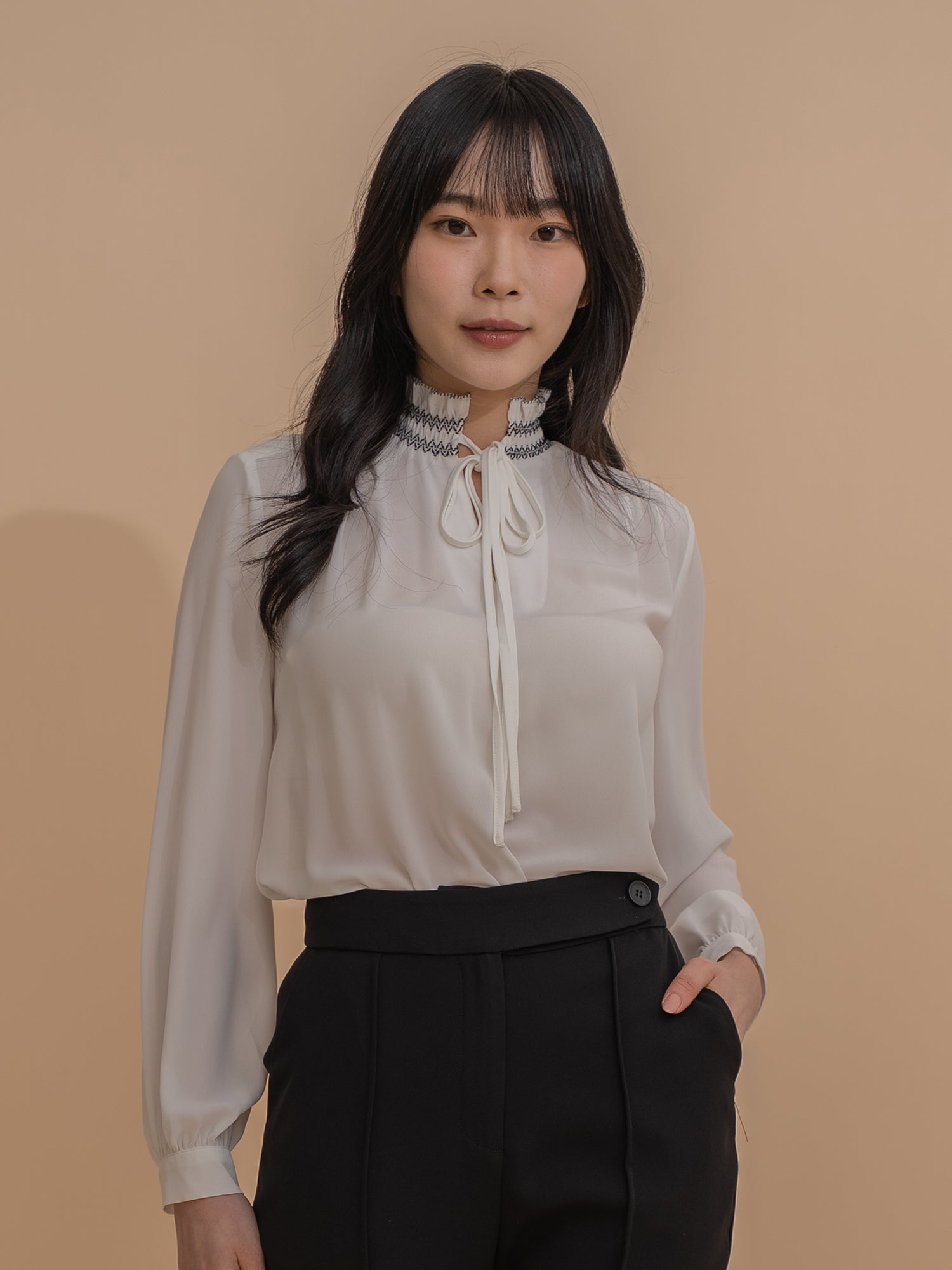 Ruffled Collar Chiffon Blouse