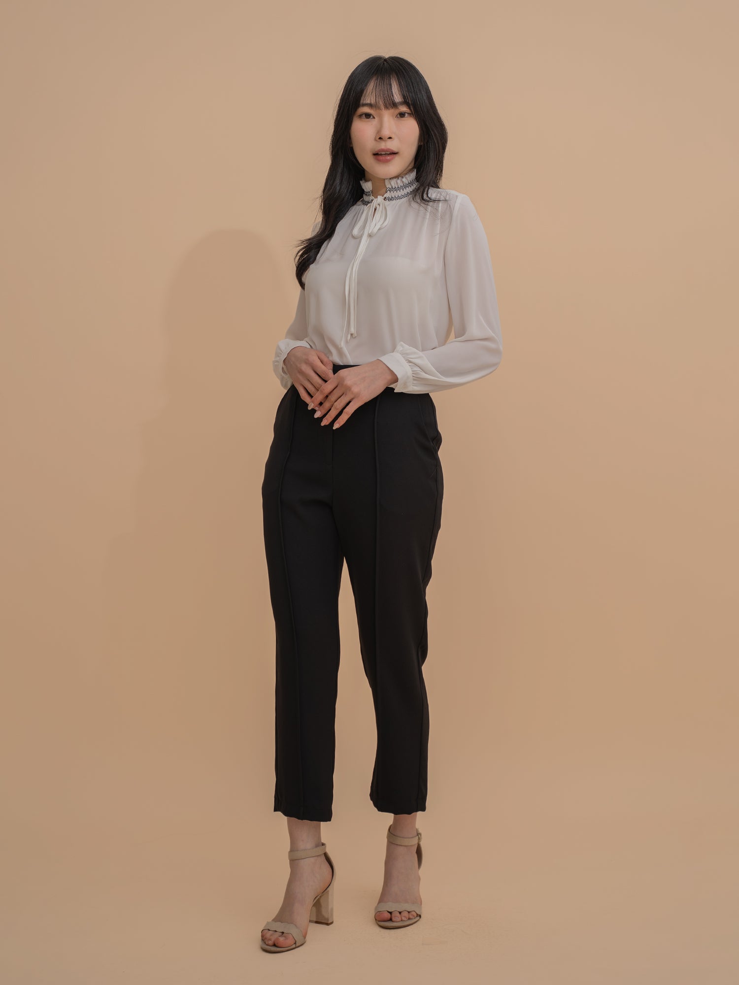 Ruffled Collar Chiffon Blouse