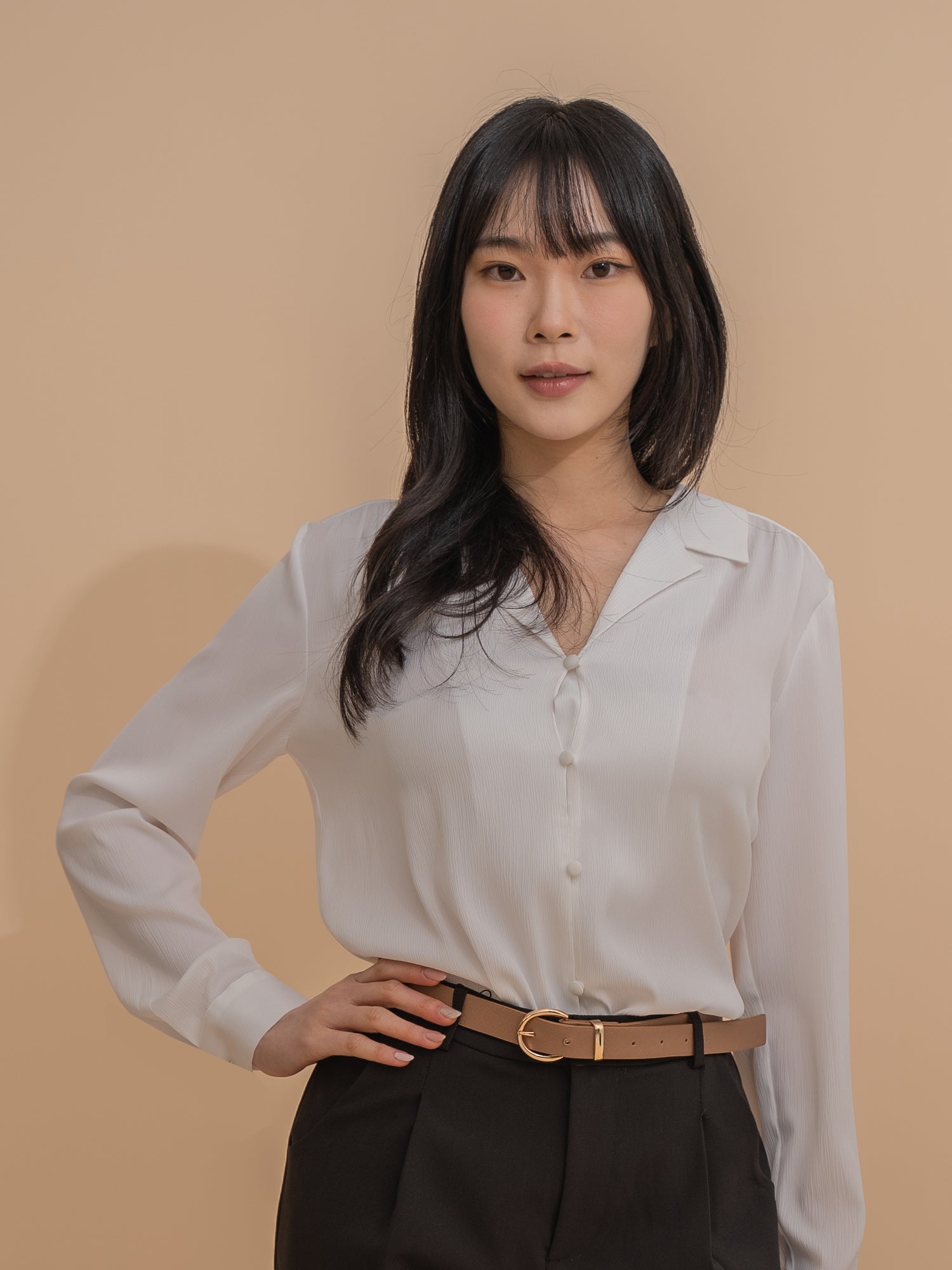 Satin Relaxed Collar Blouse