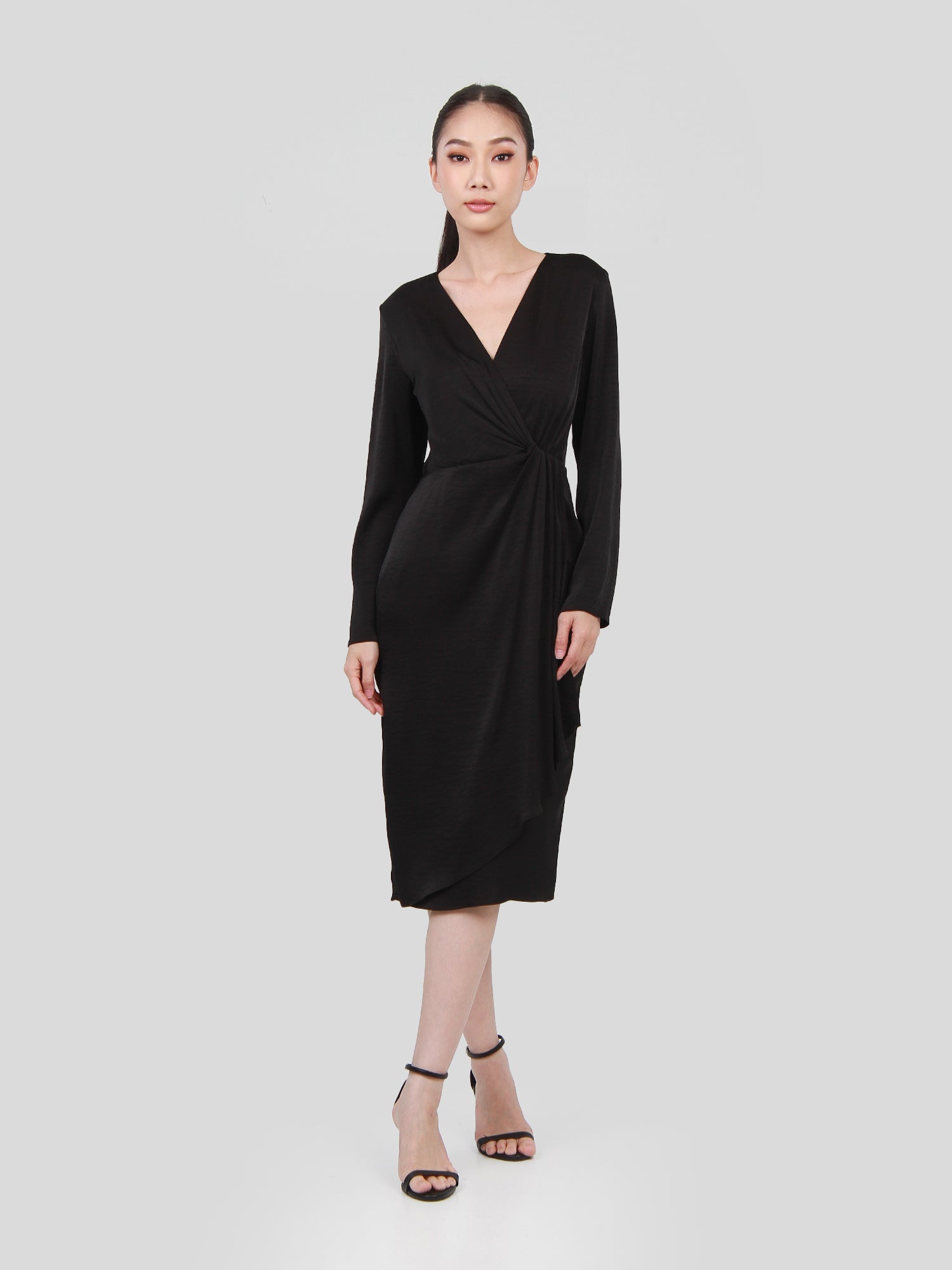 Scarlett Draped Satin Finish Dress