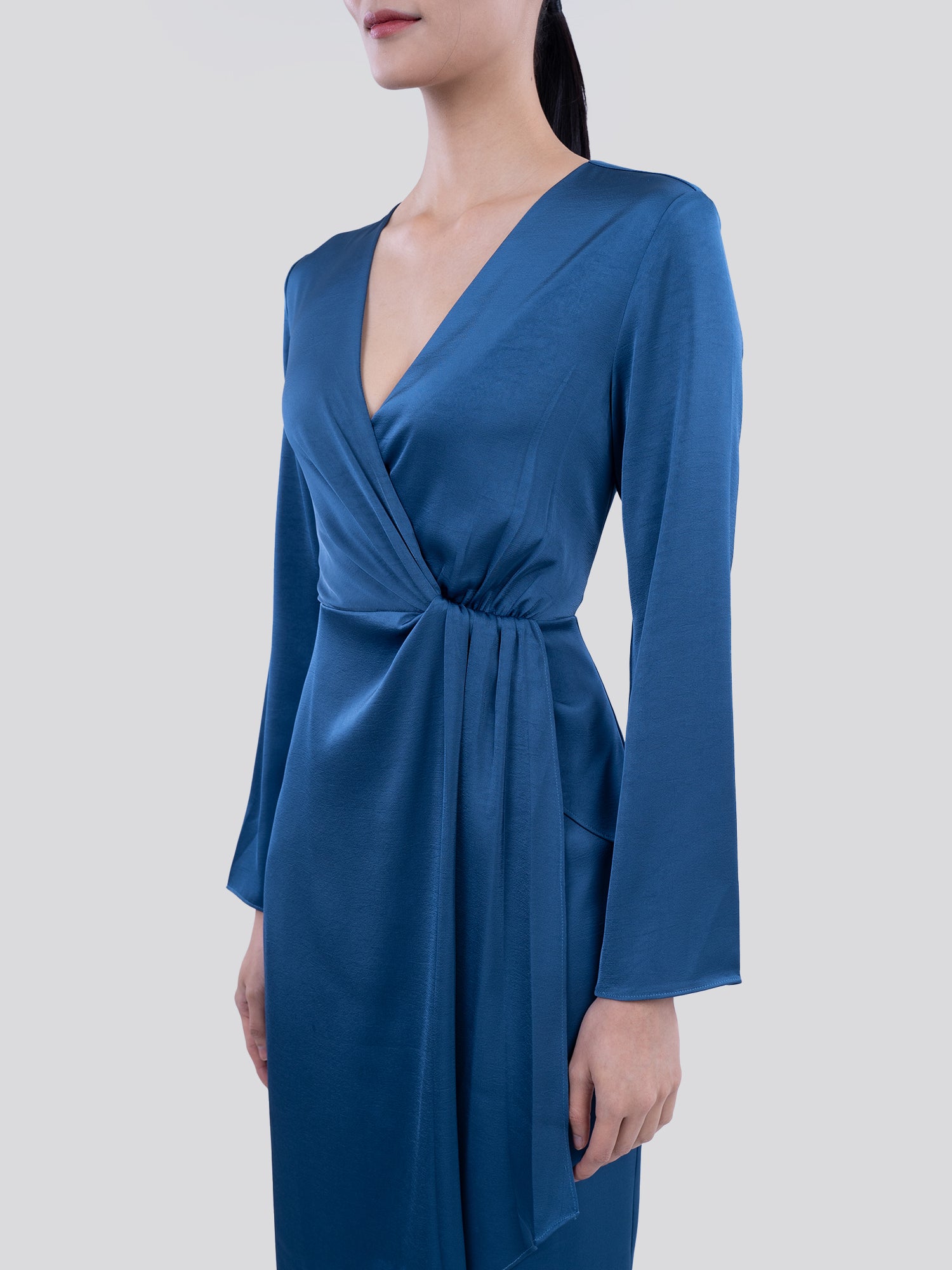 Scarlett Draped Satin Finish Dress