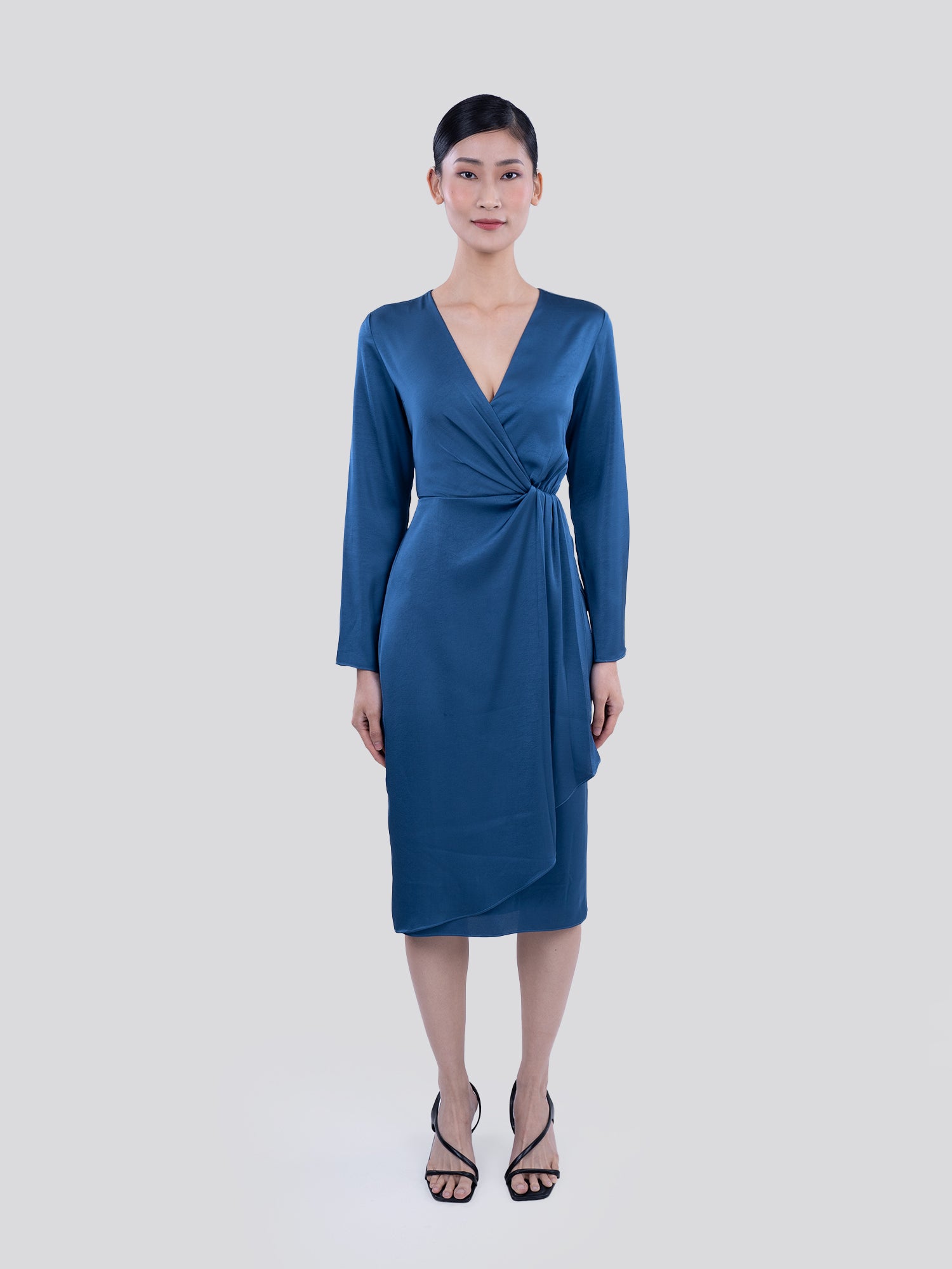 Scarlett Draped Satin Finish Dress