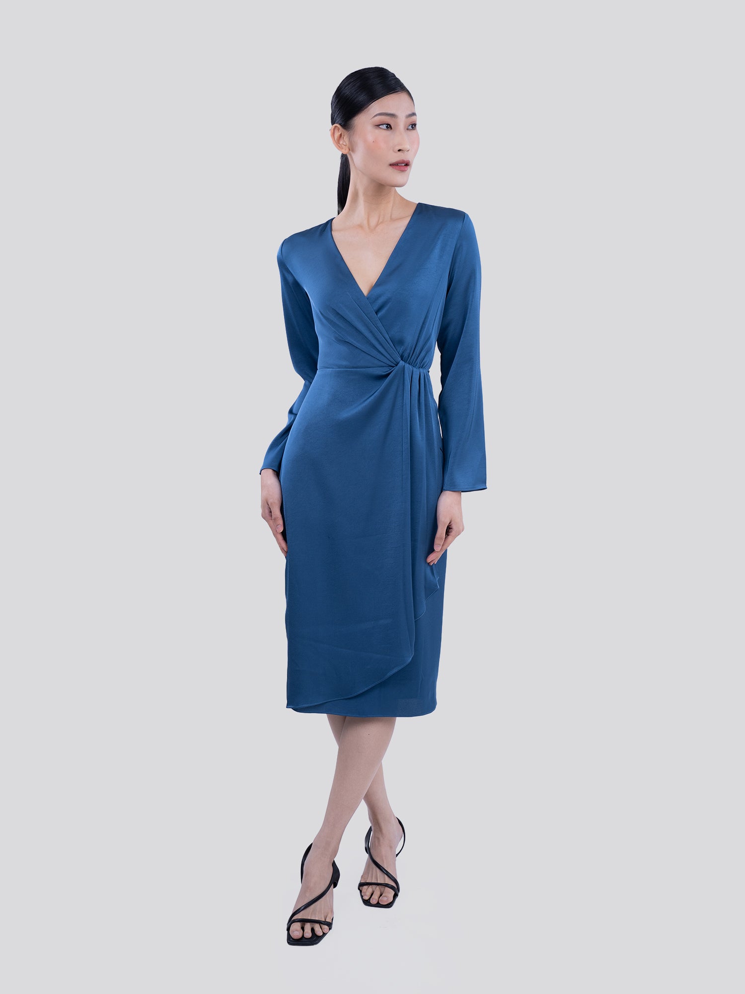Scarlett Draped Satin Finish Dress