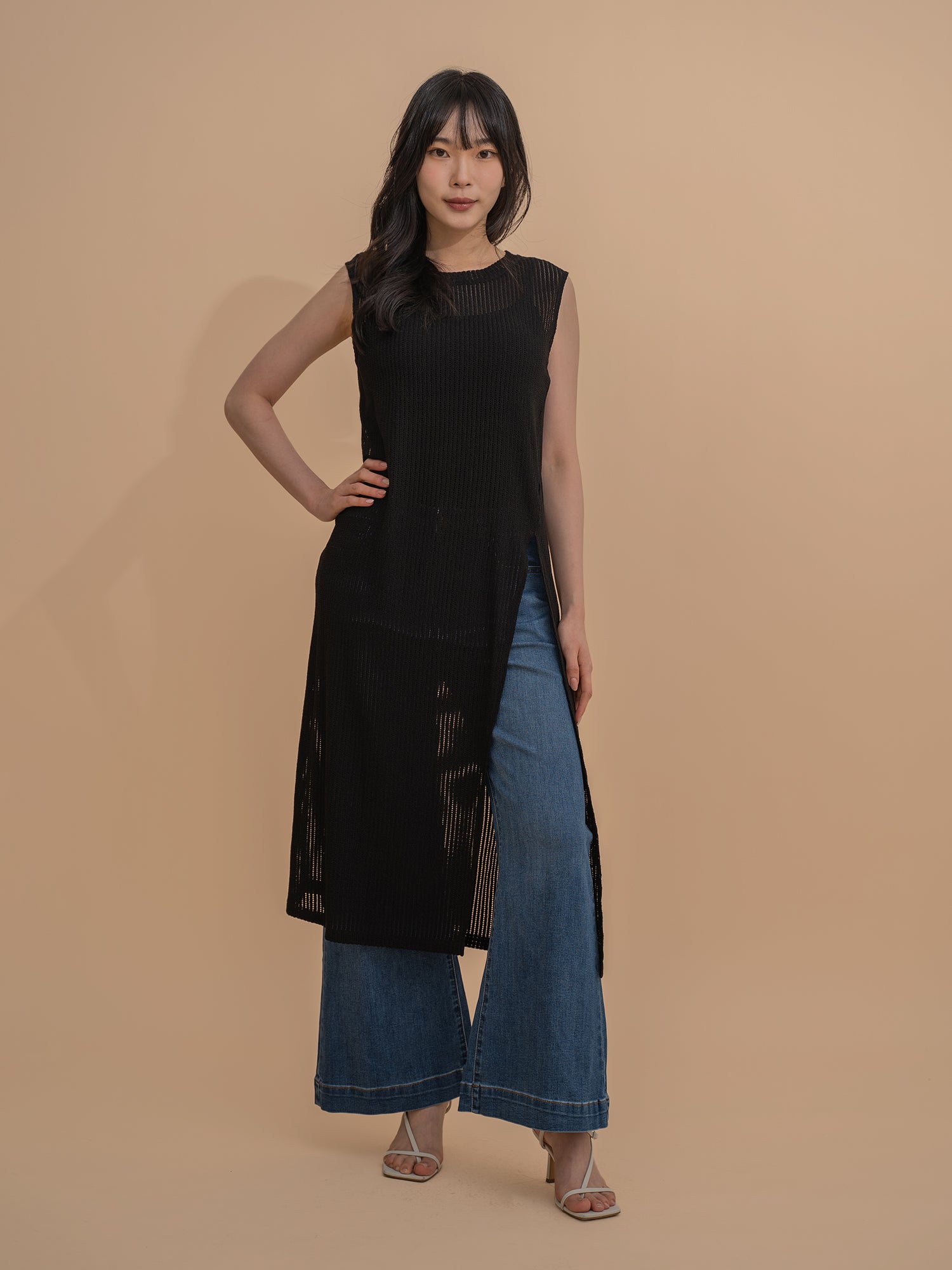 Sheer Sleeveless Overlay Dress