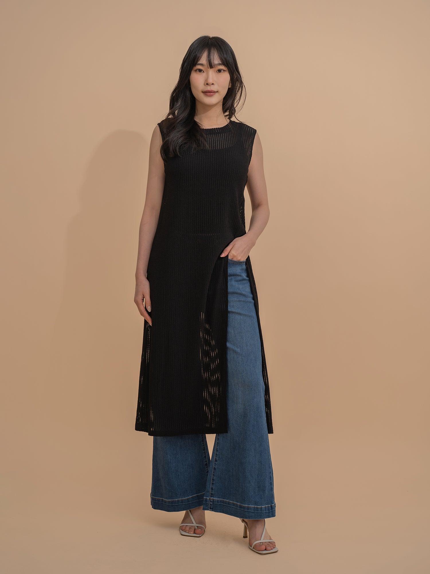 Sheer Sleeveless Overlay Dress