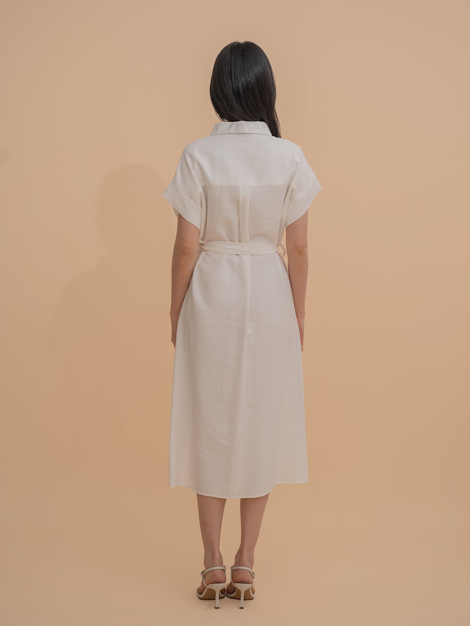 Short-Sleeve Belted Shirt Dress
