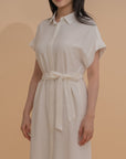 Short-Sleeve Belted Shirt Dress