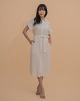 Short-Sleeve Belted Shirt Dress