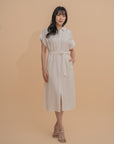 Short-Sleeve Belted Shirt Dress