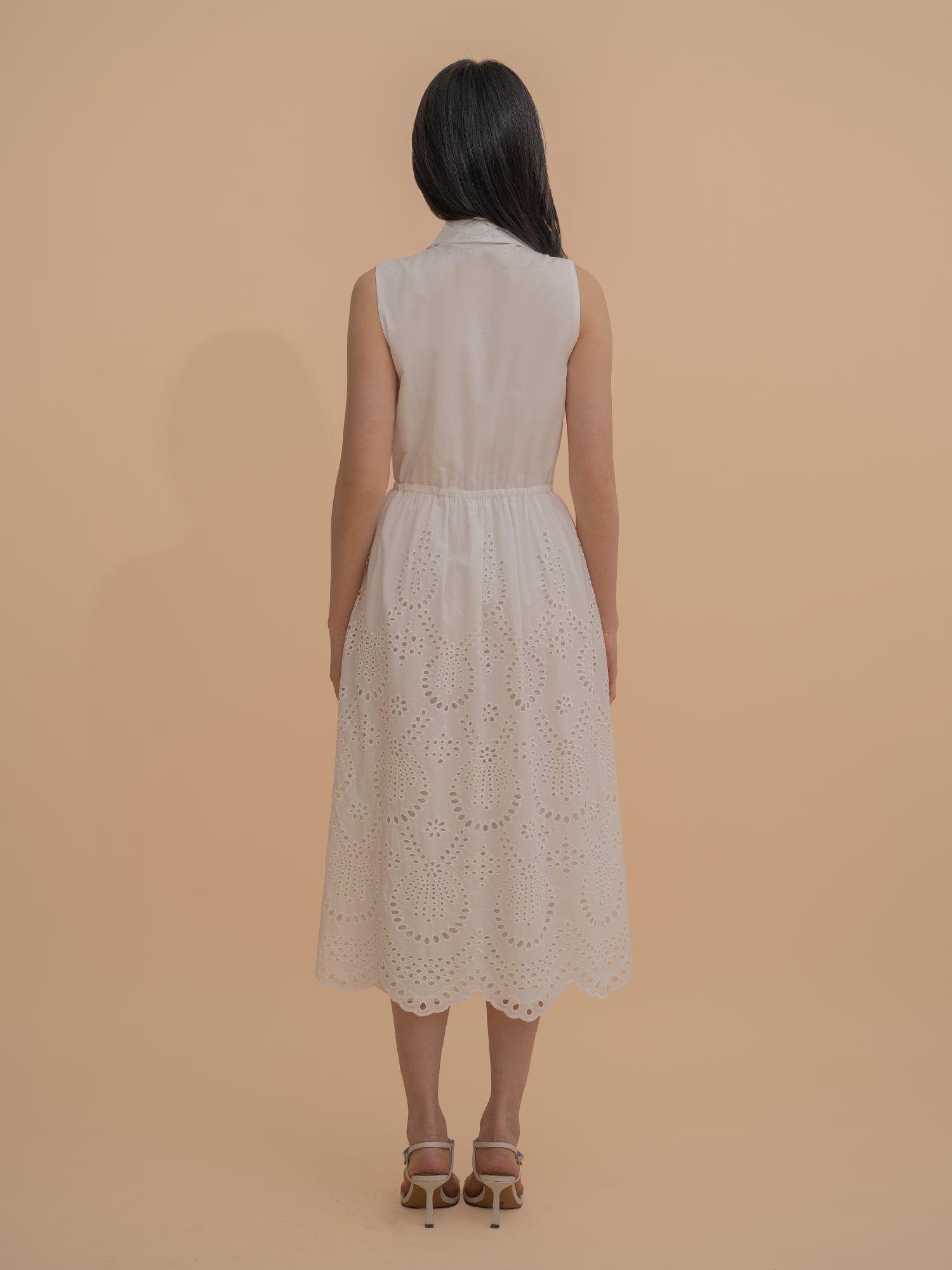 Sleeveless Cotton Eyelet Dress