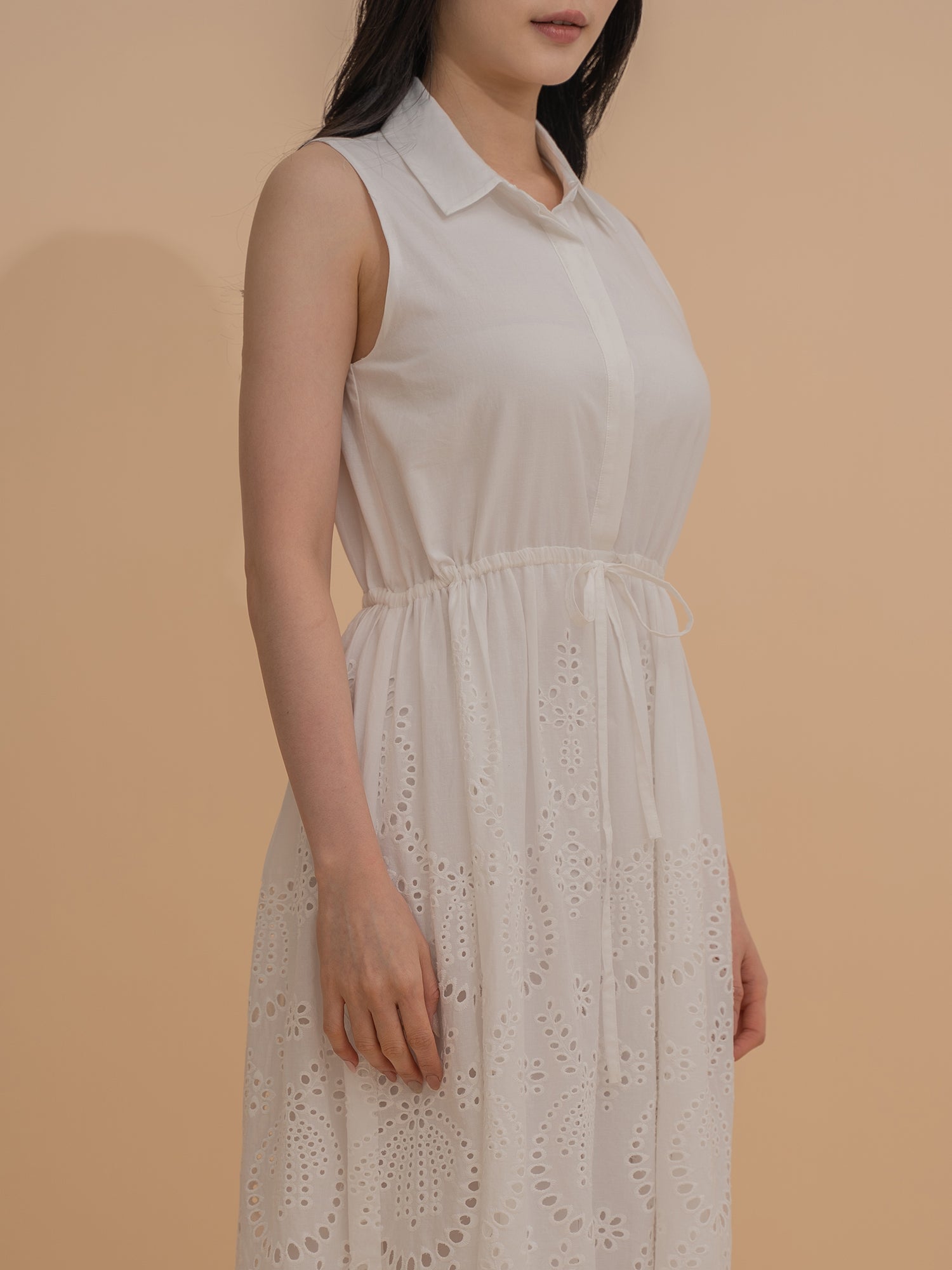 Sleeveless Cotton Eyelet Dress