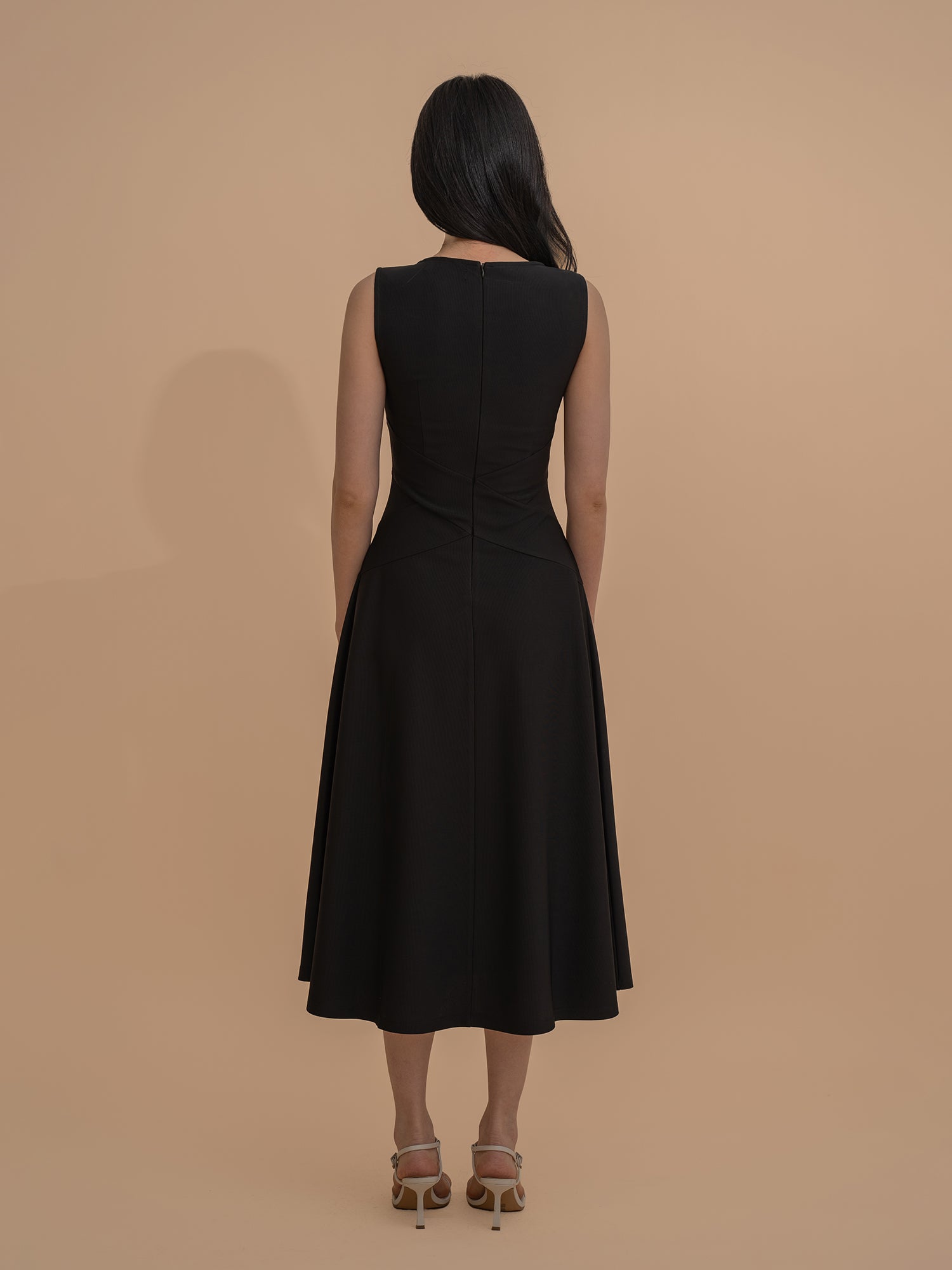 Sleeveless Fit-and-Flare Midi Dress