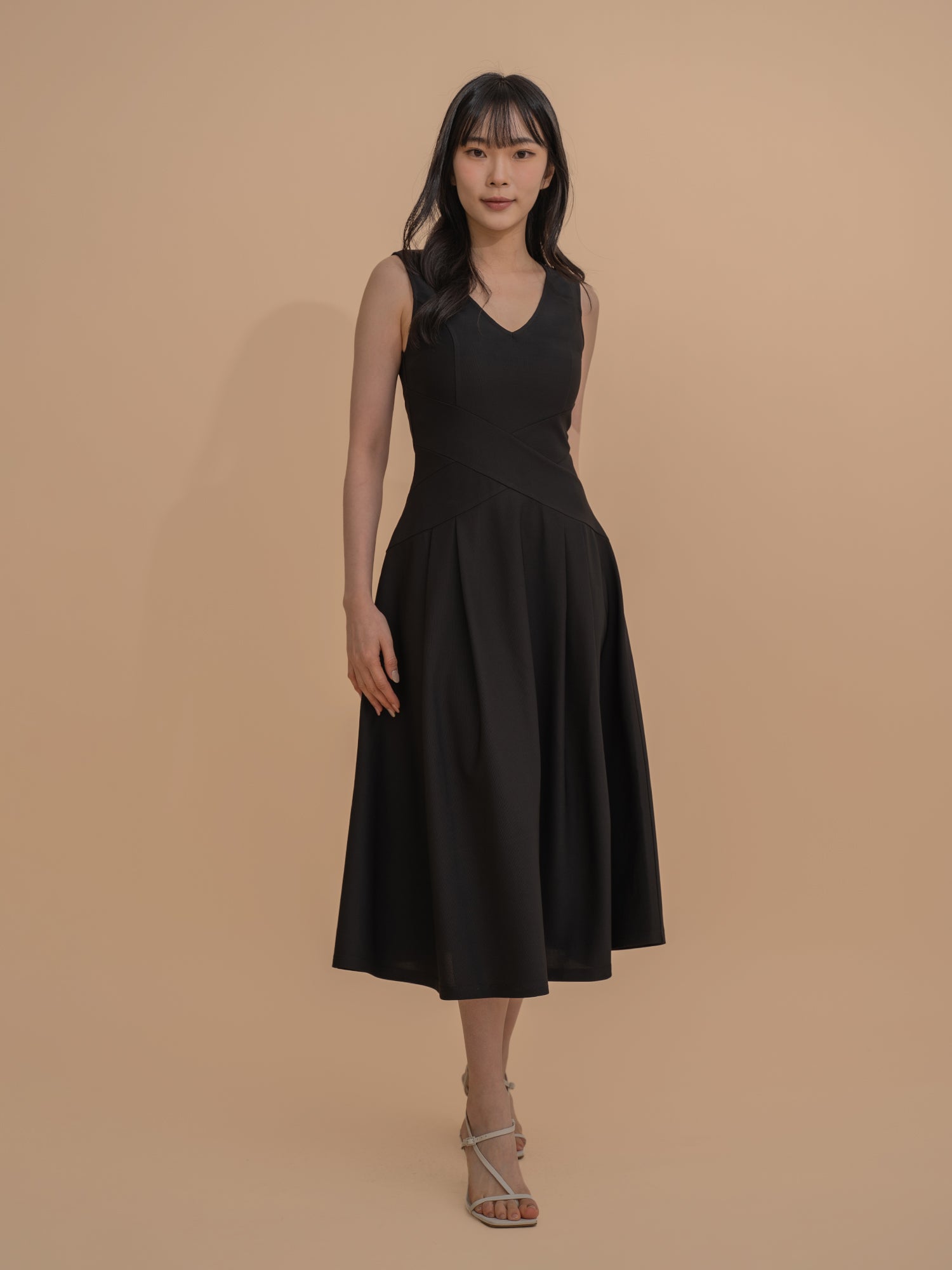 Sleeveless Fit-and-Flare Midi Dress