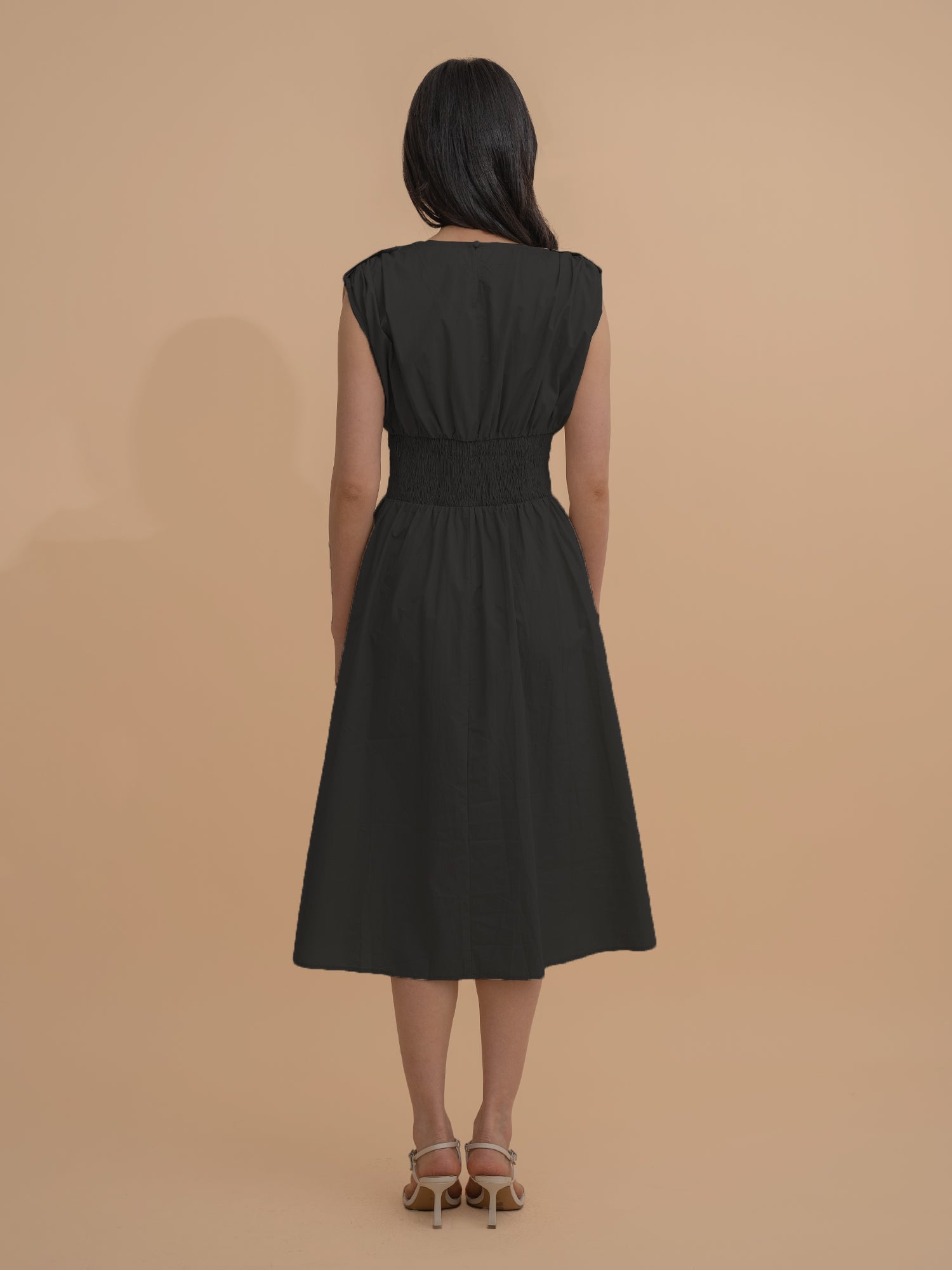 Sleeveless Smocked Midi Dress