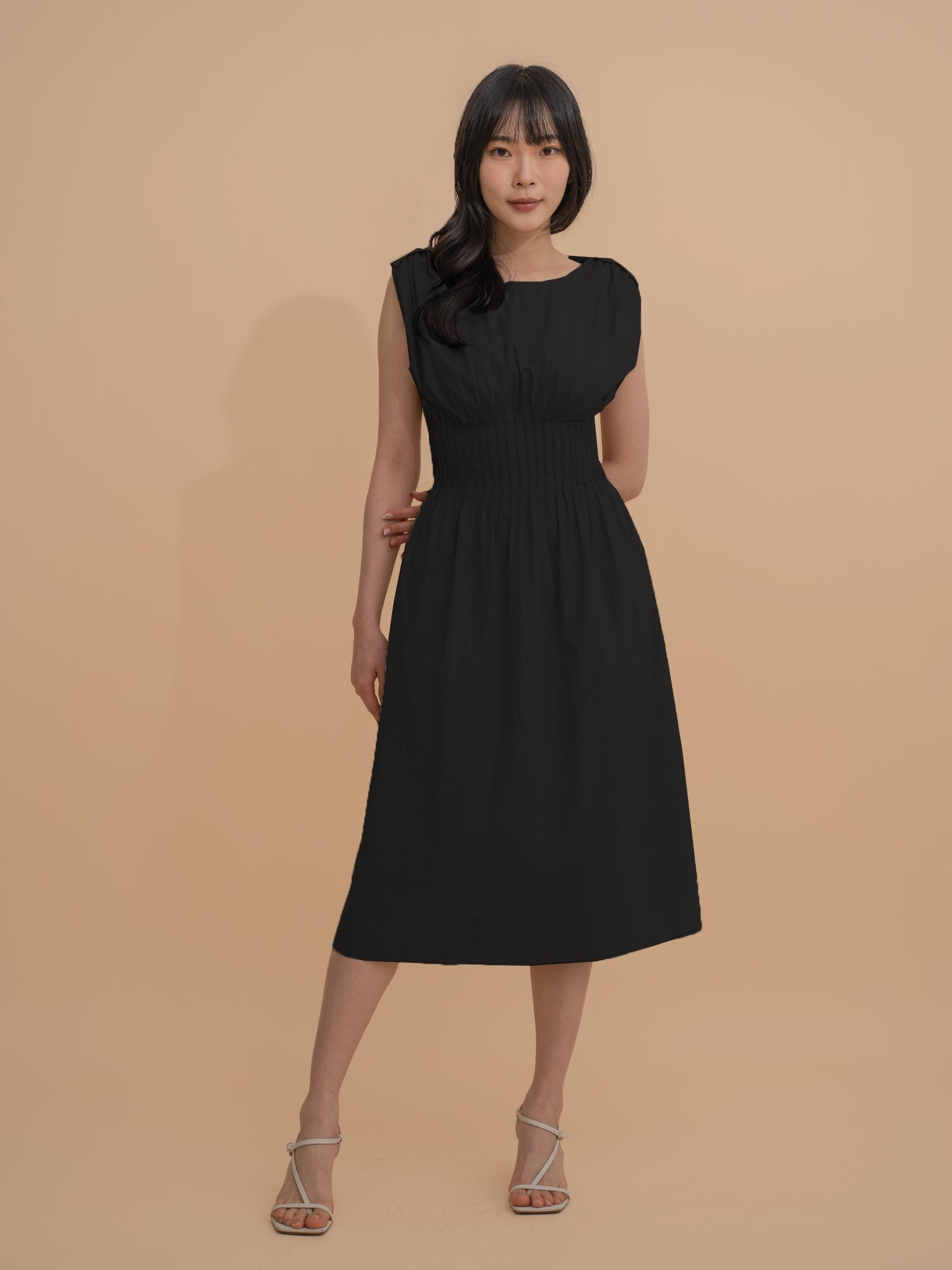 Sleeveless Smocked Midi Dress