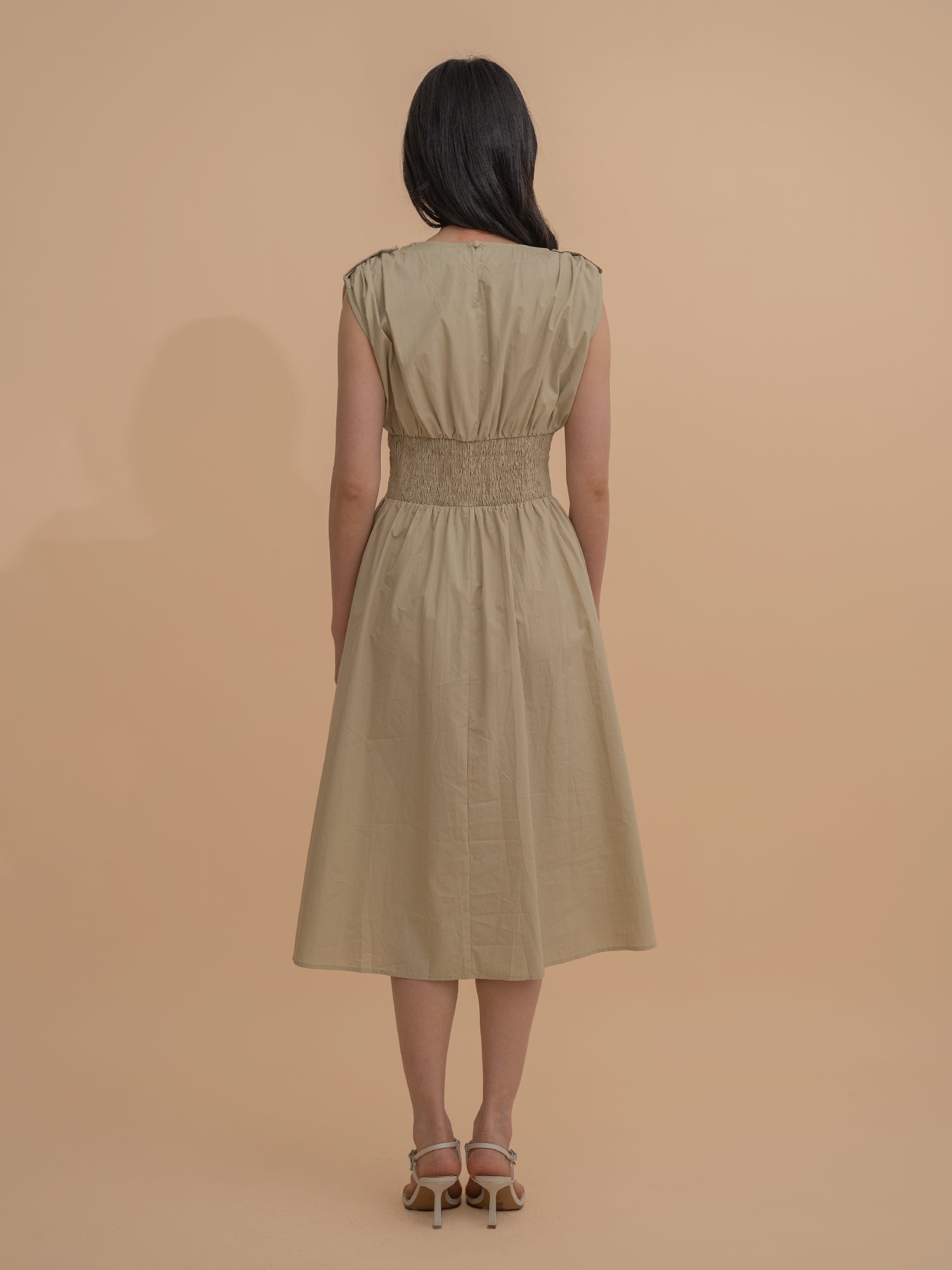 Sleeveless Smocked Midi Dress