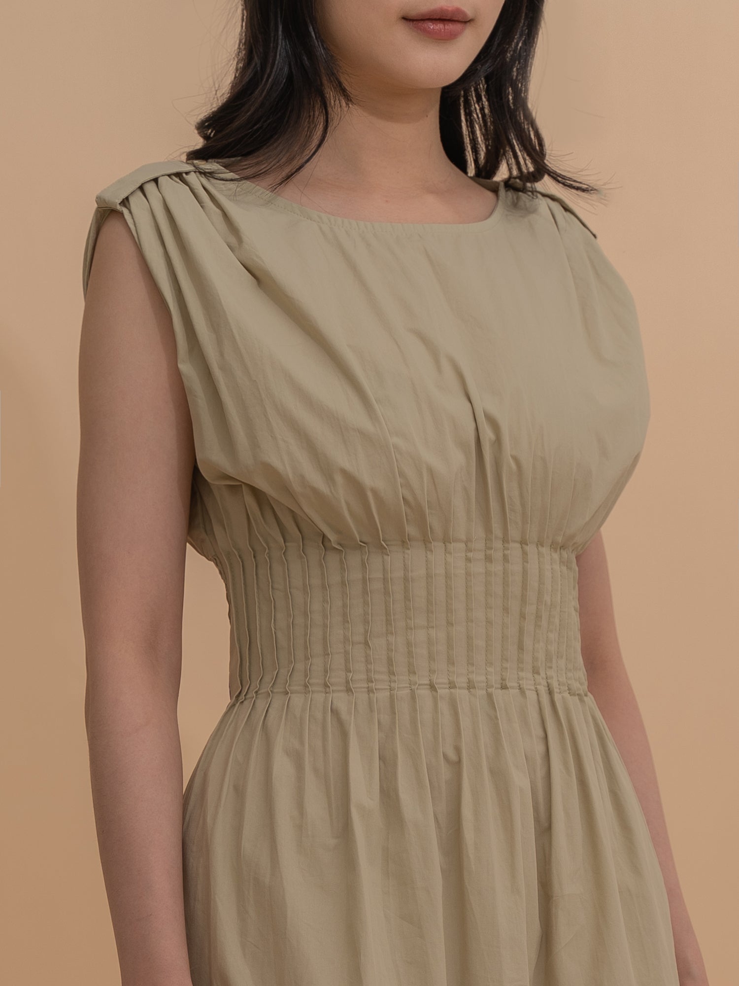 Sleeveless Smocked Midi Dress