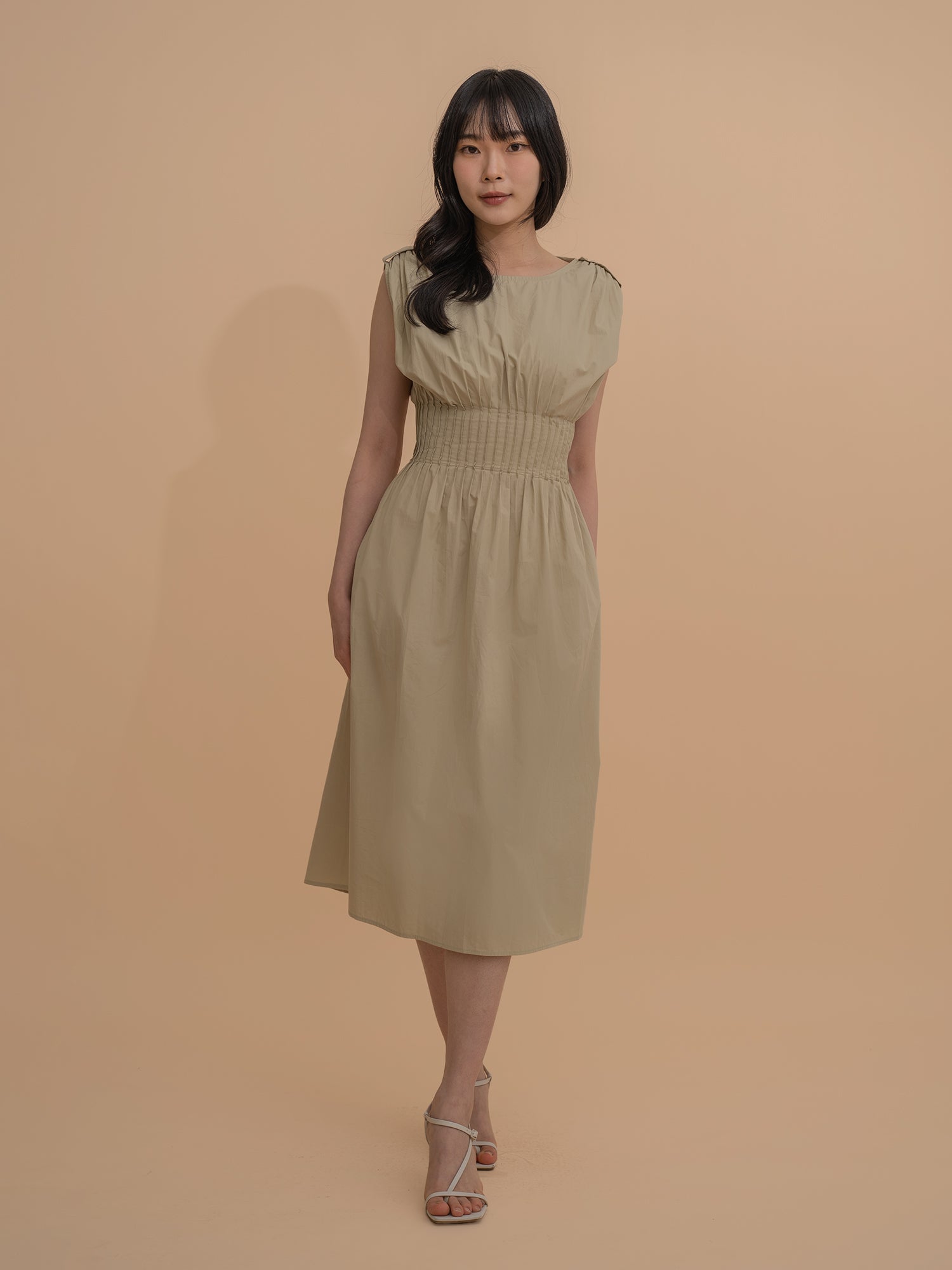 Sleeveless Smocked Midi Dress