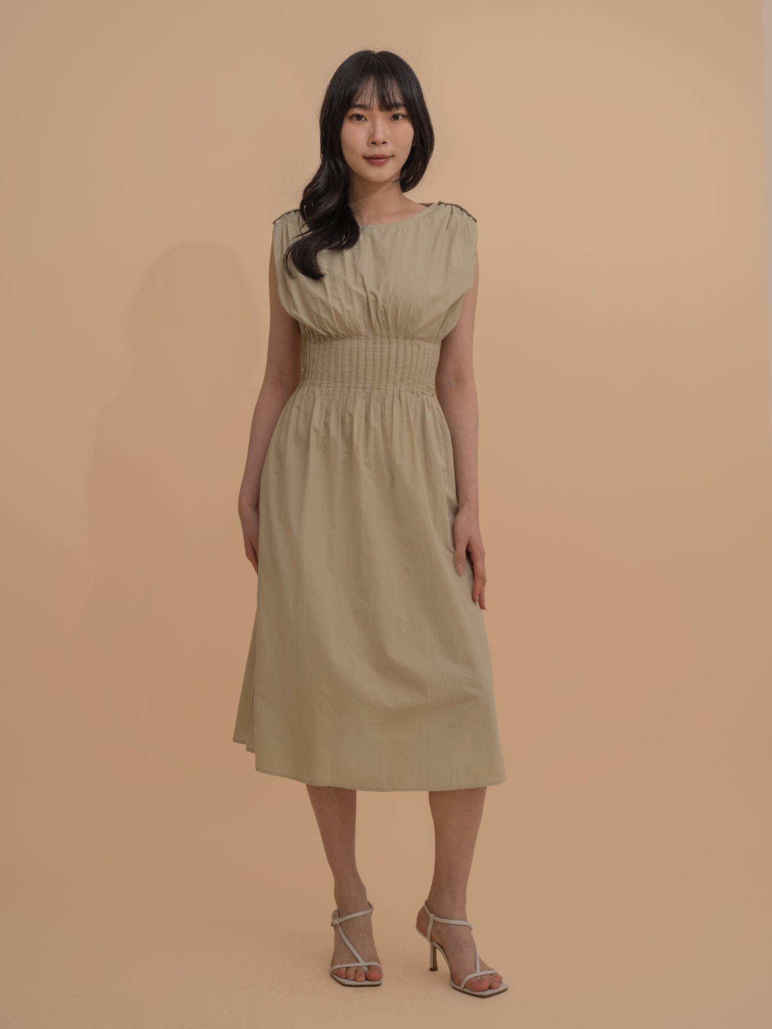 Sleeveless Smocked Midi Dress